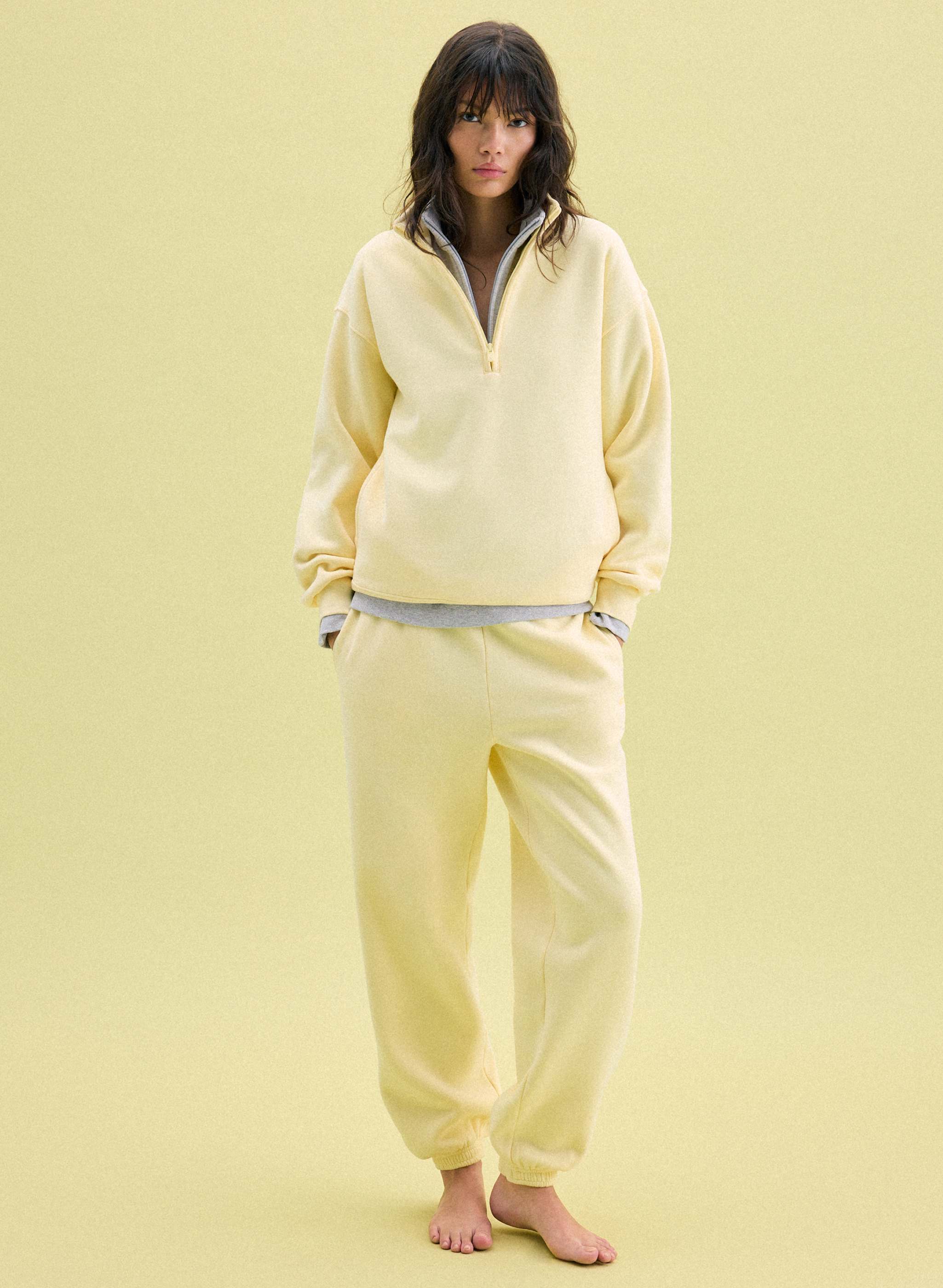 COZY SWEATFLEECE BOYFRIEND 1/2 ZIP - Relaxed fleece half-zip mockneck. 