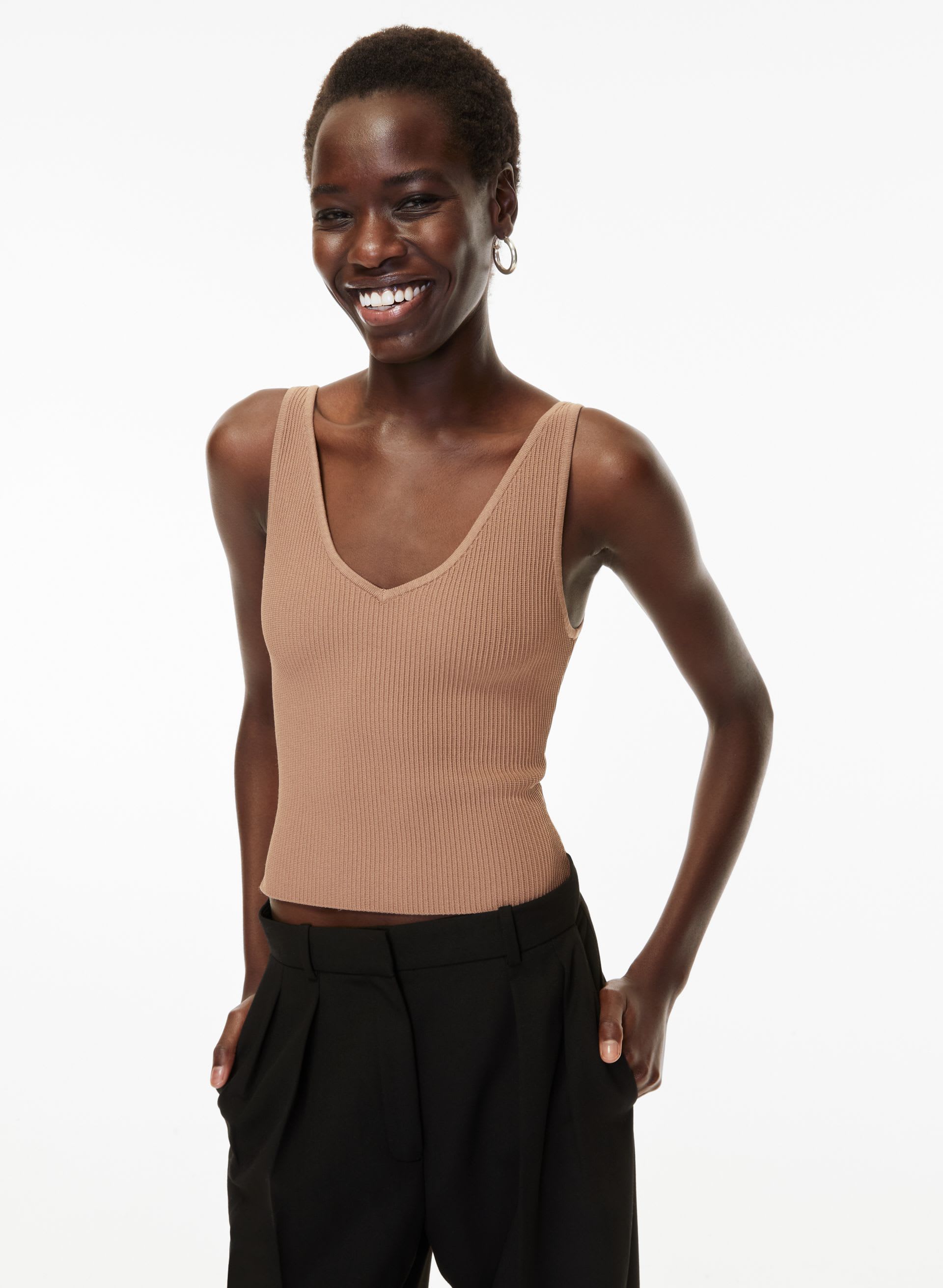 Sculpt Knit V-Neck Tank | Aritzia US