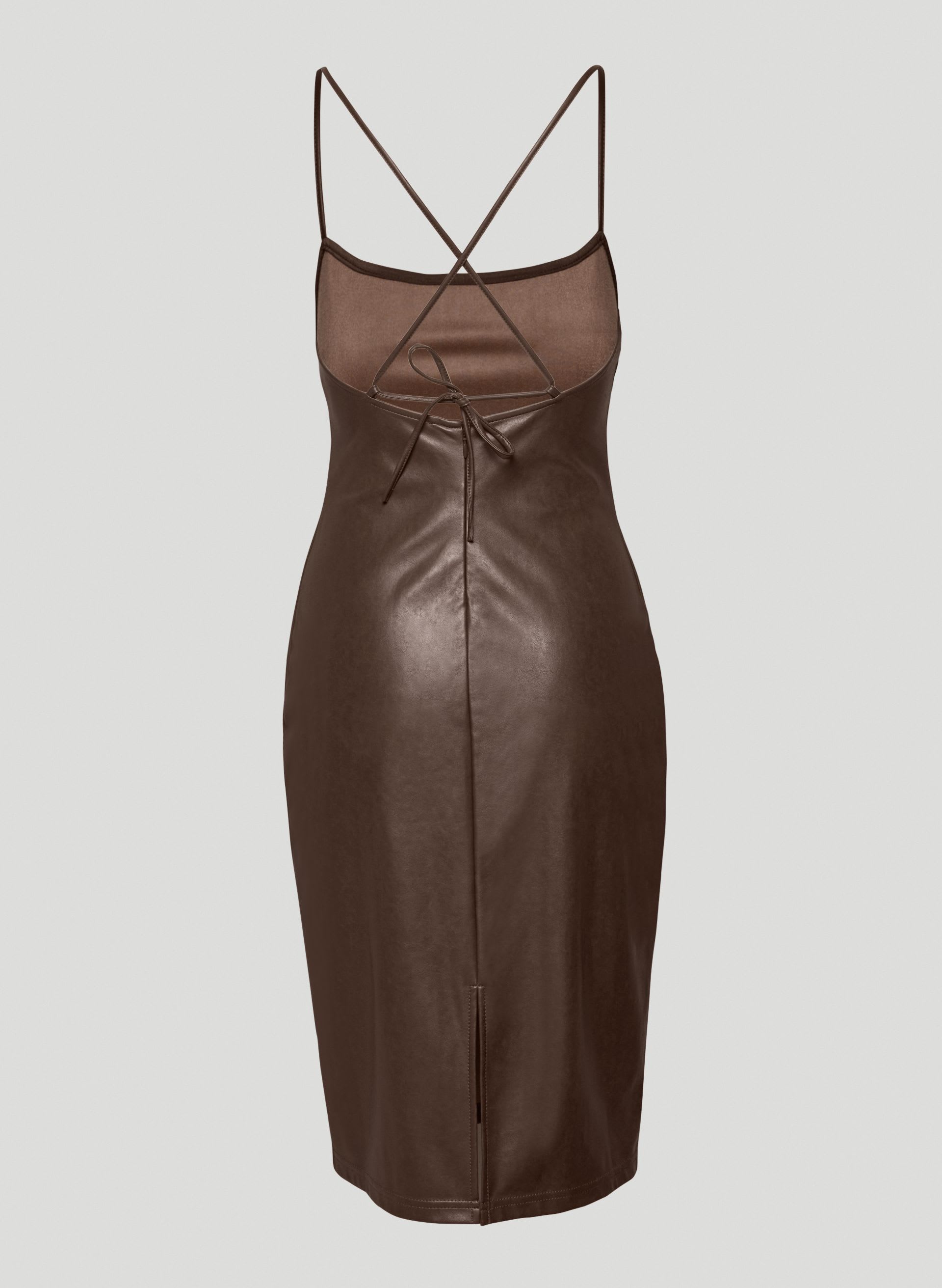 aritzia leather dress Aritzia Wilfred Faux Leather Caroline Mini Dress