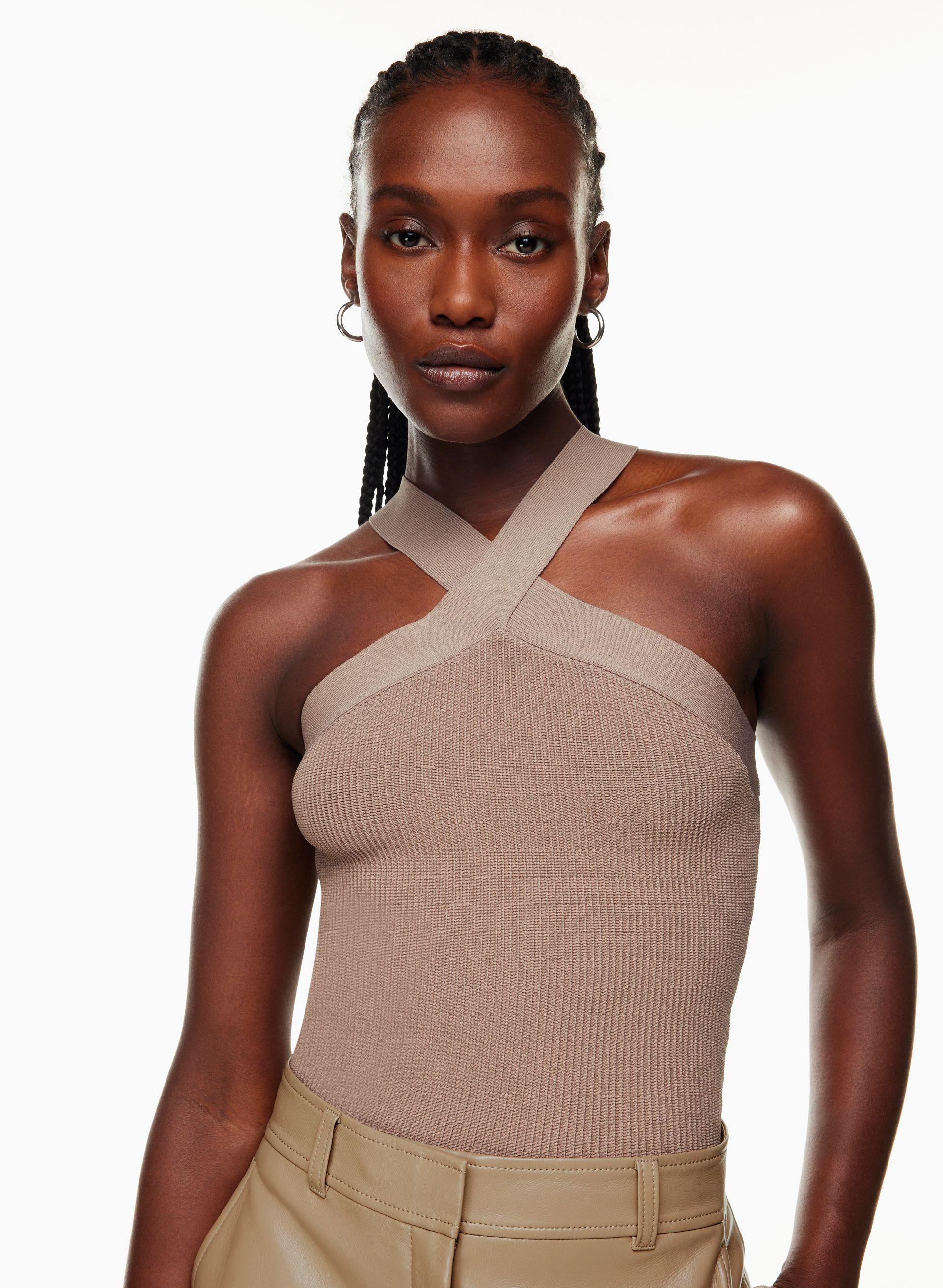 SCULPT KNIT CRISS CROSS TANK | Aritzia