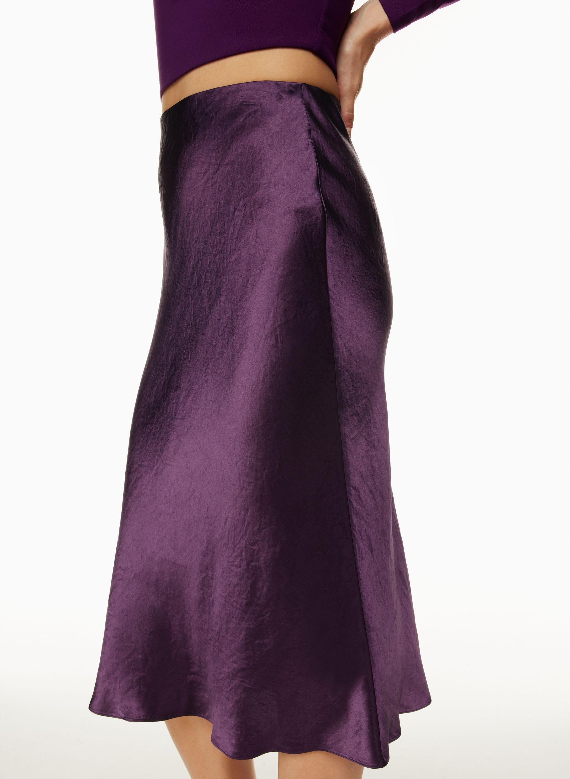 SLIP SATIN MIDI SKIRT | Aritzia