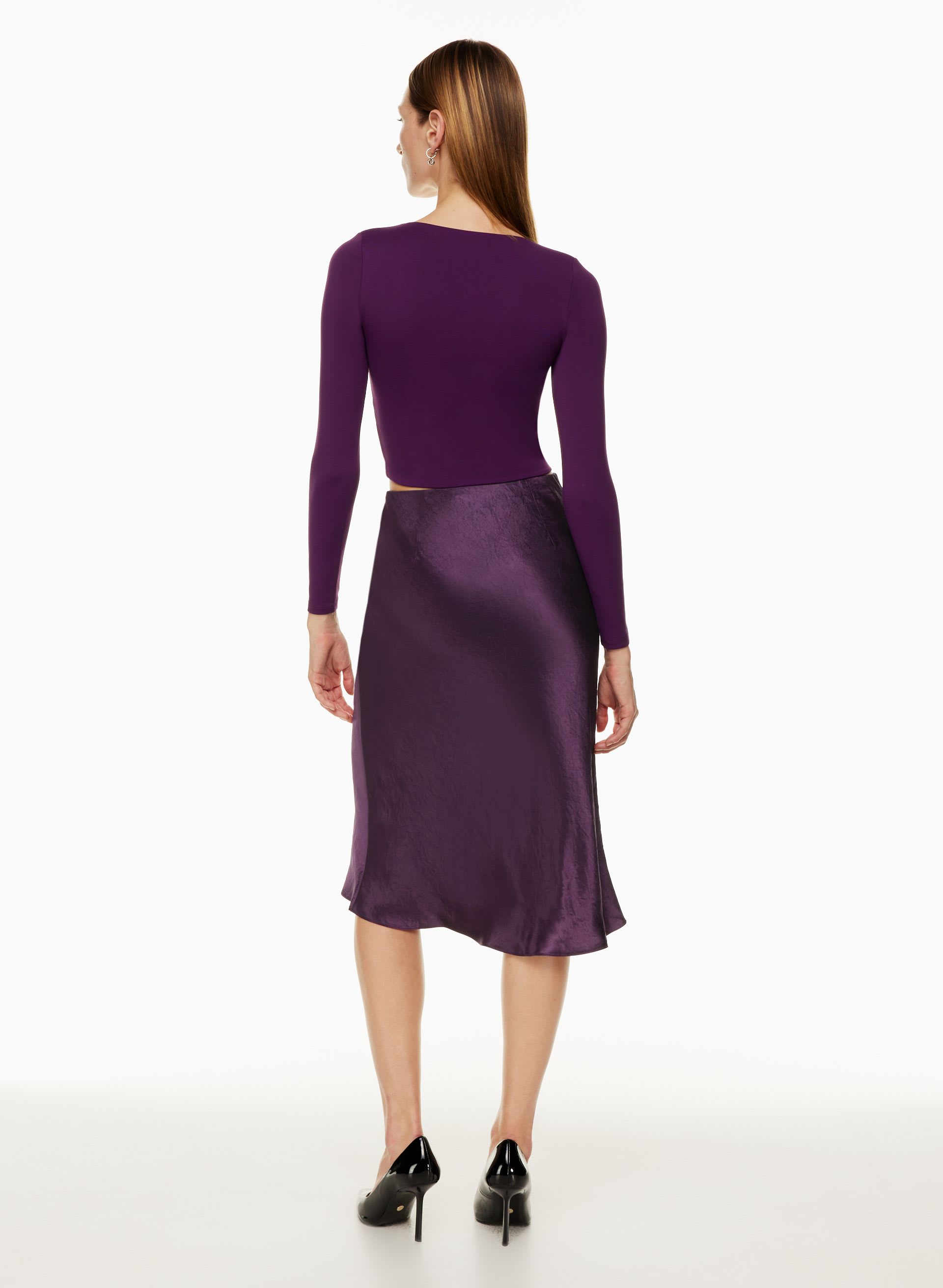 SLIP SATIN MIDI SKIRT | Aritzia