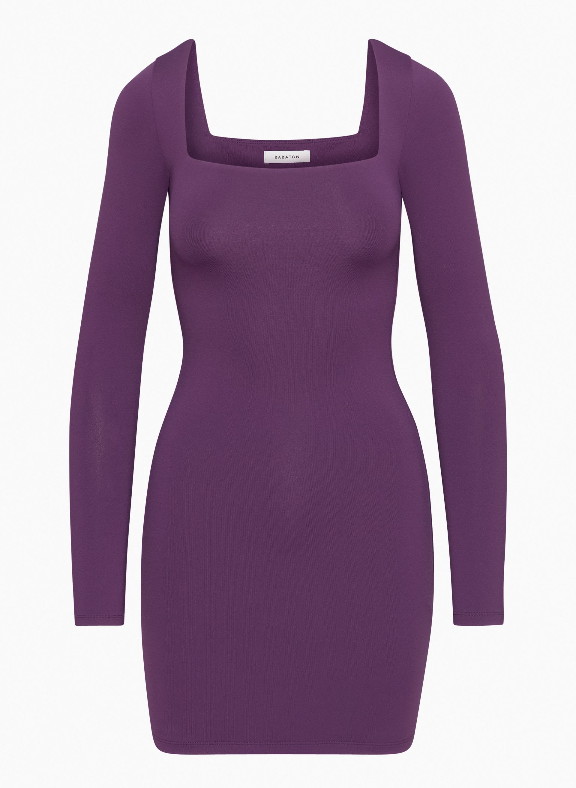 CONTOUR SQUARENECK LONGSLEEVE MINI DRESS | Aritzia