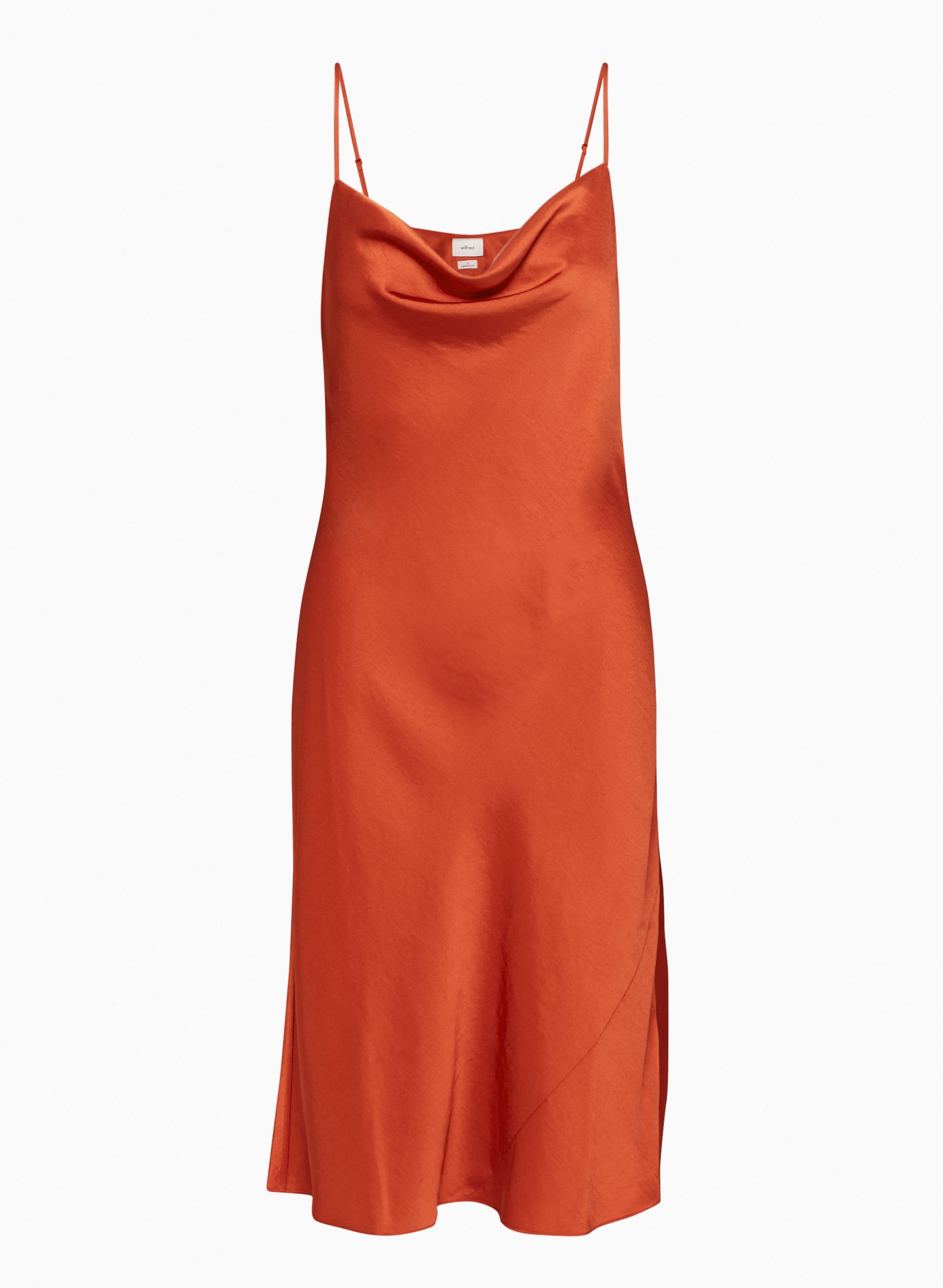 aritzia orange slip dress Only Satin Cowlneck Slip Dress