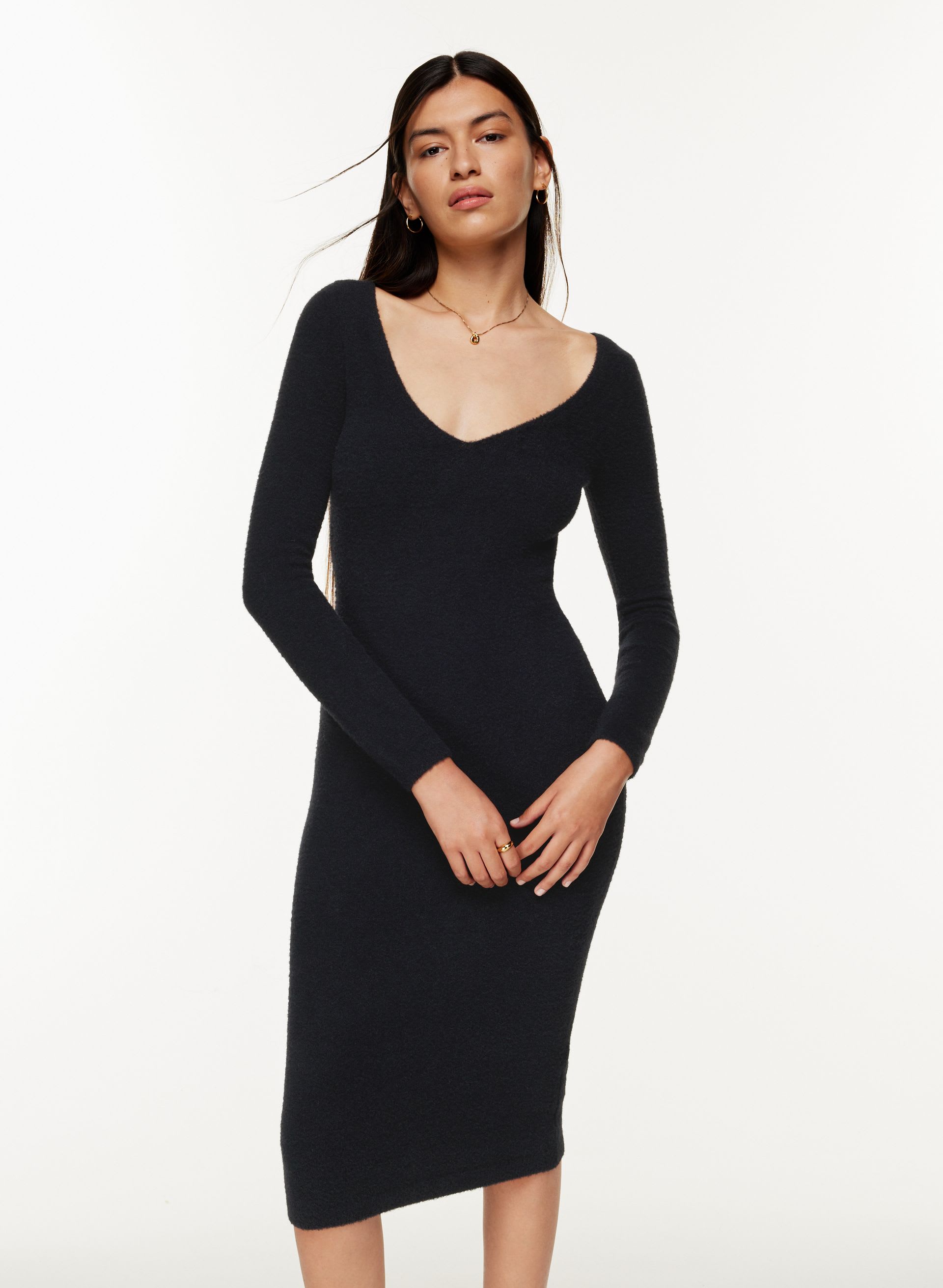 HUSH KNIT V-NECK DRESS | Aritzia