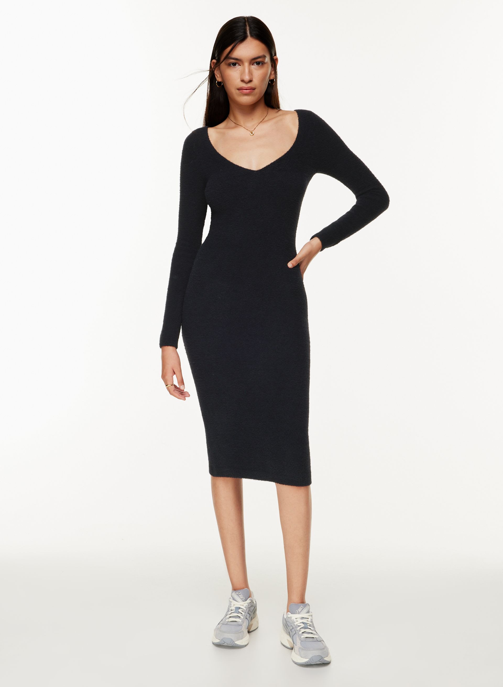 HUSH KNIT V-NECK DRESS | Aritzia