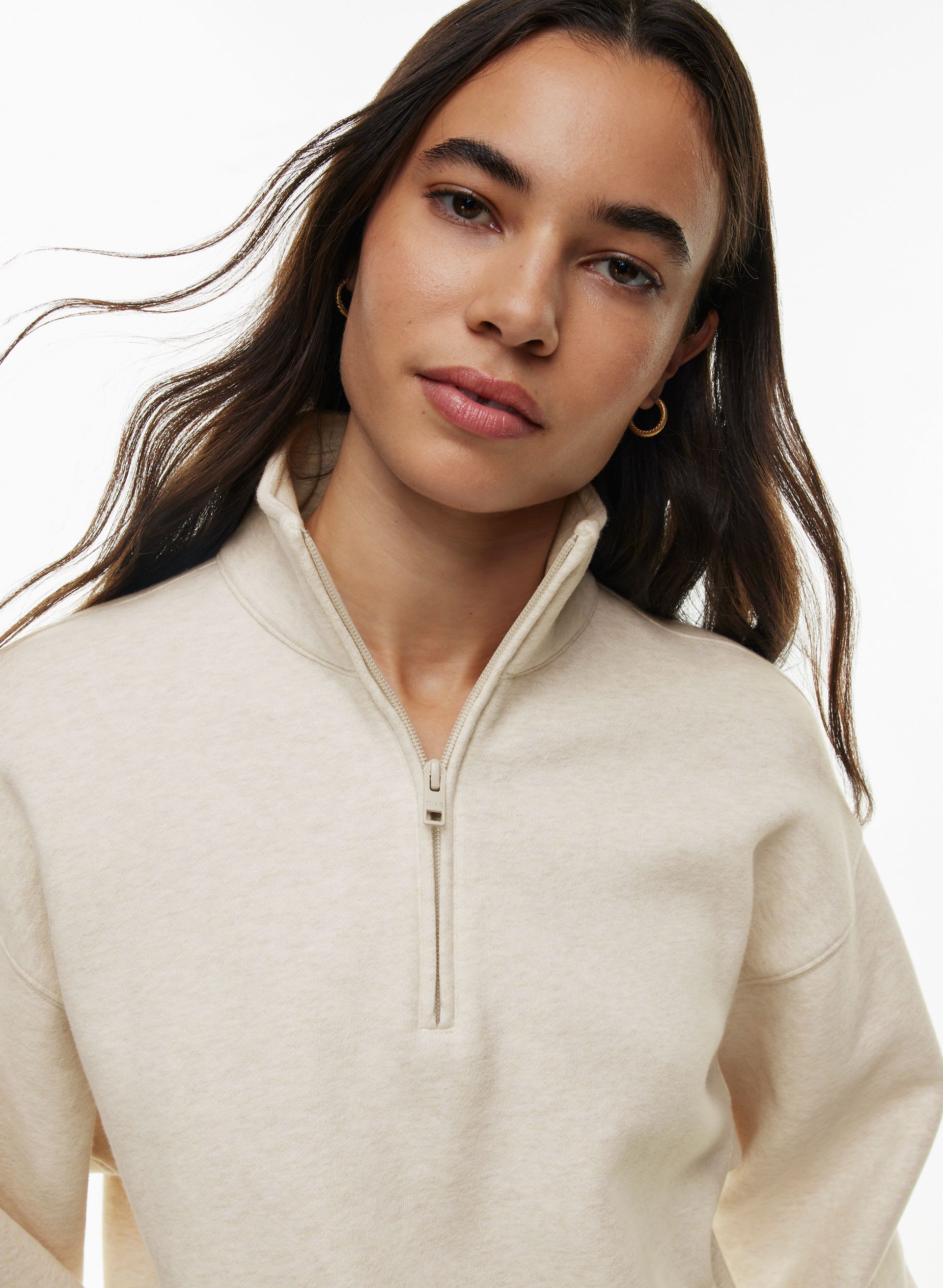 COZY FLEECE BOYFRIEND 1/4 ZIP SWEATSHIRT | Aritzia