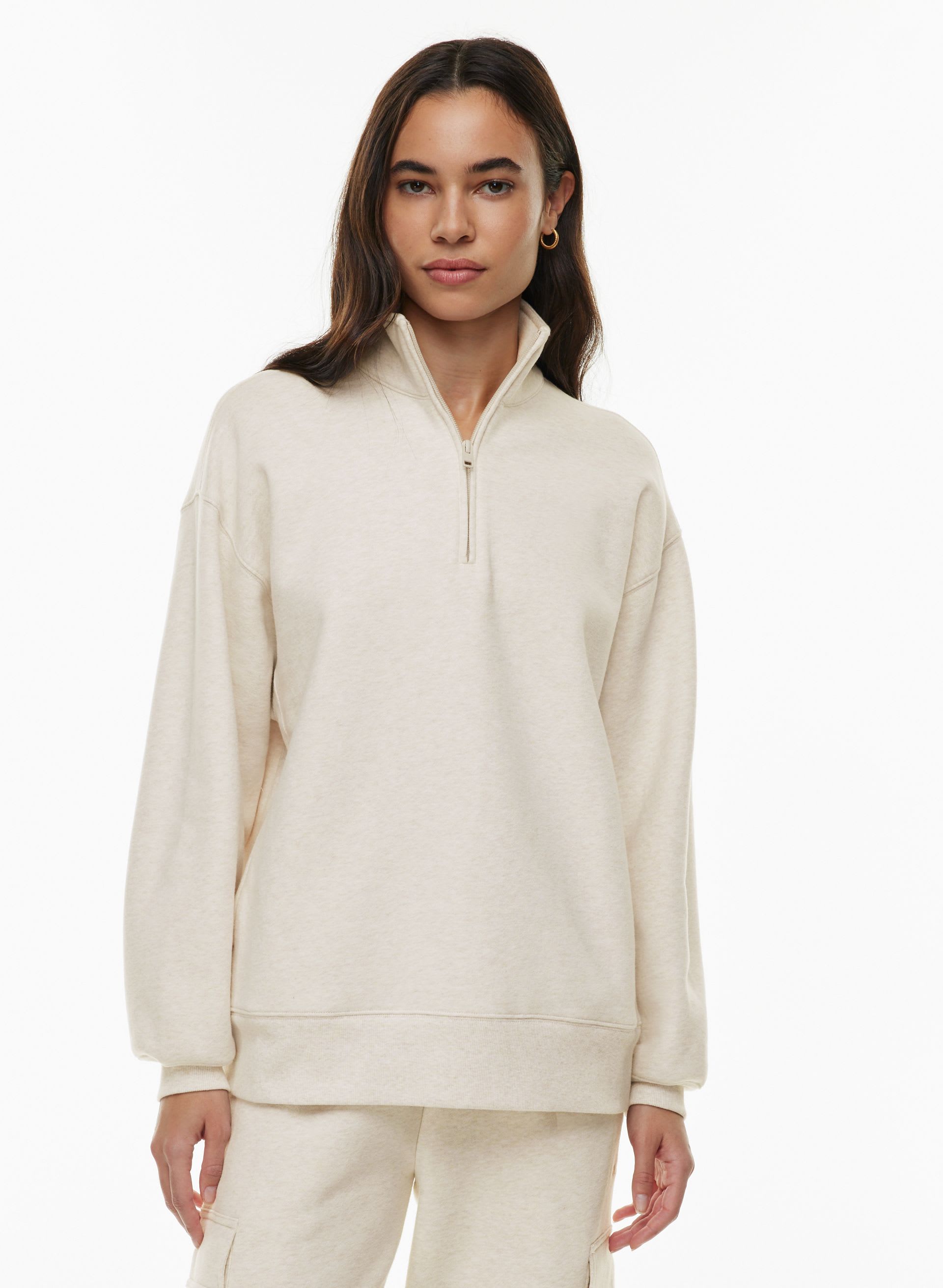 COZY FLEECE BOYFRIEND 1/4 ZIP SWEATSHIRT | Aritzia