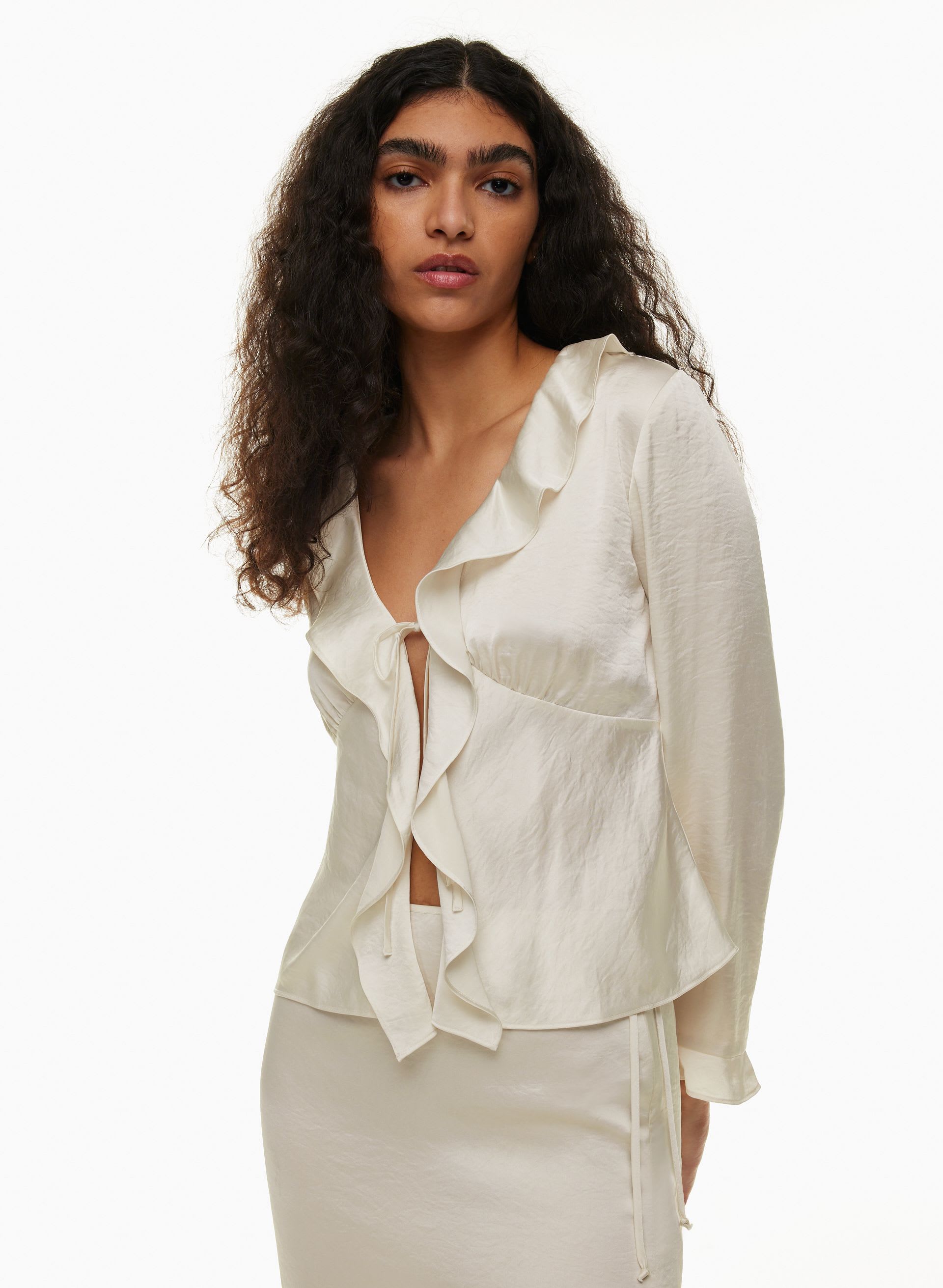 FRENCHY SATIN BLOUSE | Aritzia
