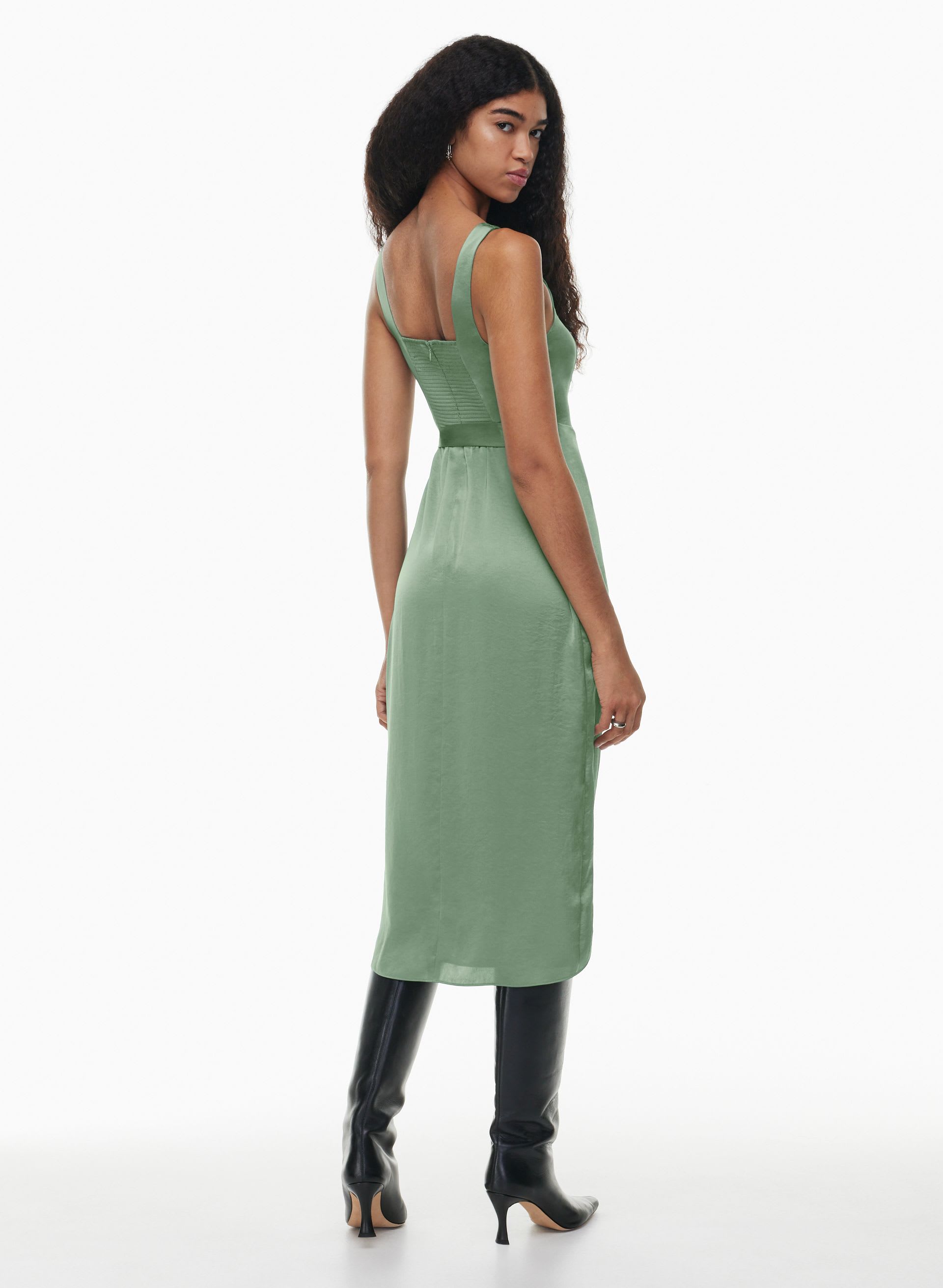 aritzia midi dress Aritzia Babaton Women's 90S Slit Satin Midi Dress in Villa Pink