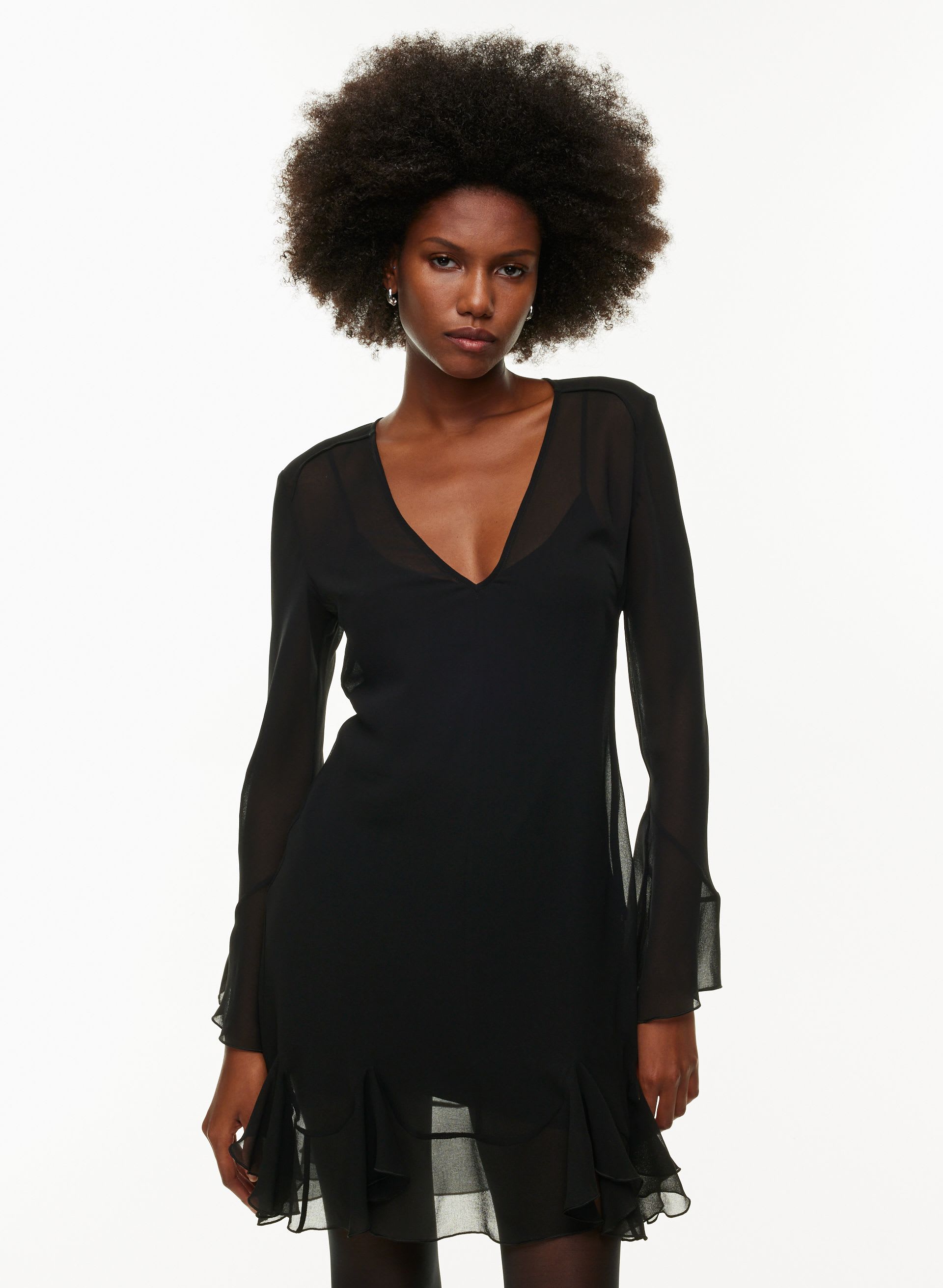 aritzia black dress Aritzia Babaton Black Sleeveless V-neck Mini Office Tank Sheath Dress Size 4