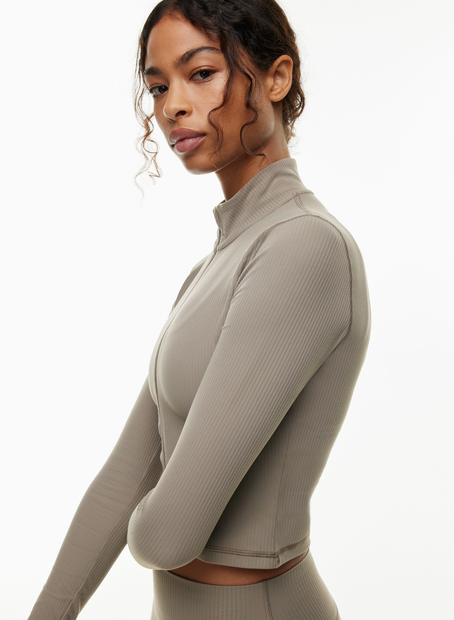 【Jent Louis】Zip Rib Long Sleeve Tee TnaBUTTER™ Rib Limit Zip Longsleeve | Aritzia US
