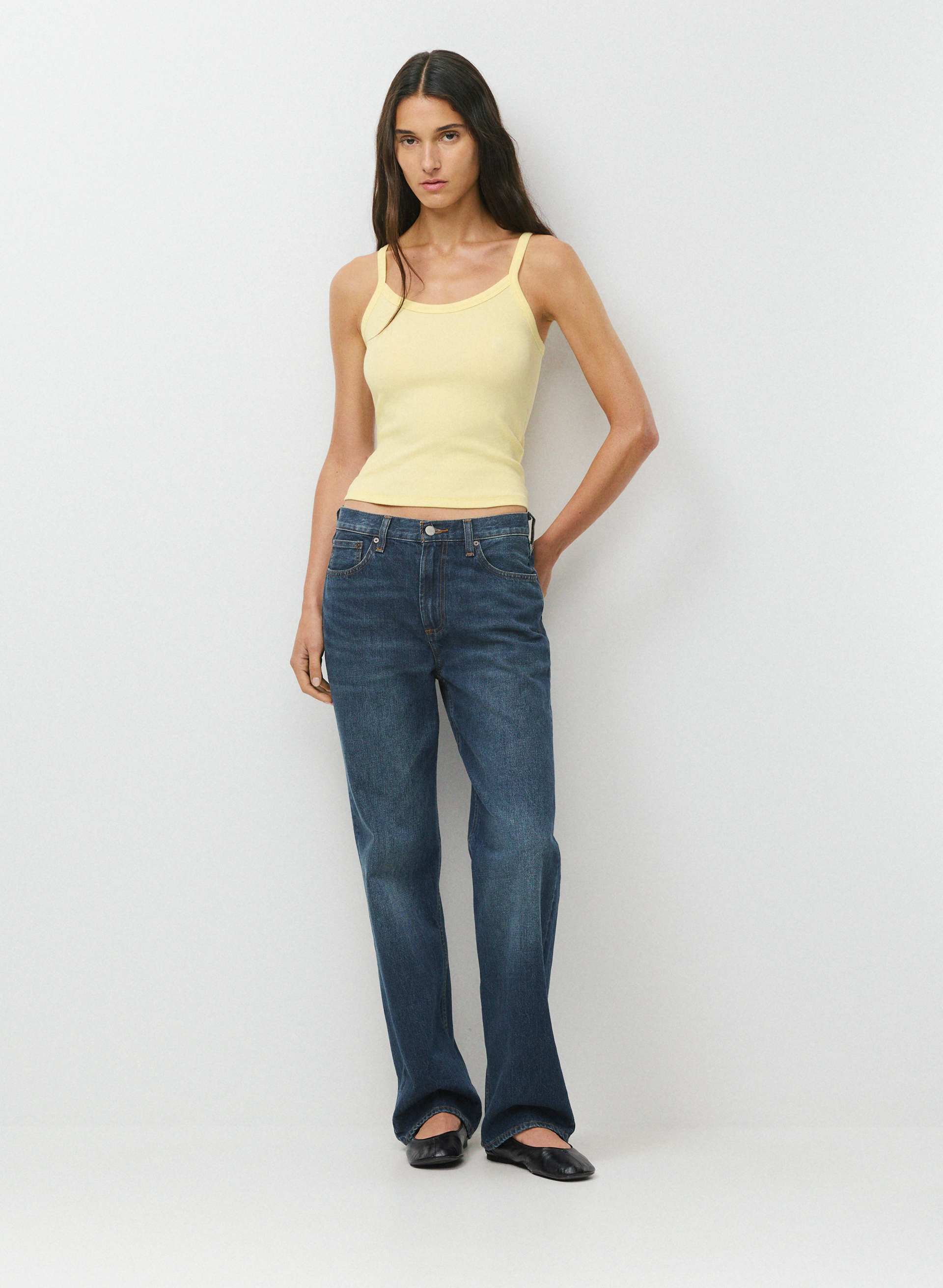 HOMESTRETCH™ RIB SPECTRUM CAMI TANK - Stretchy ribbed cotton scoopneck tank. 