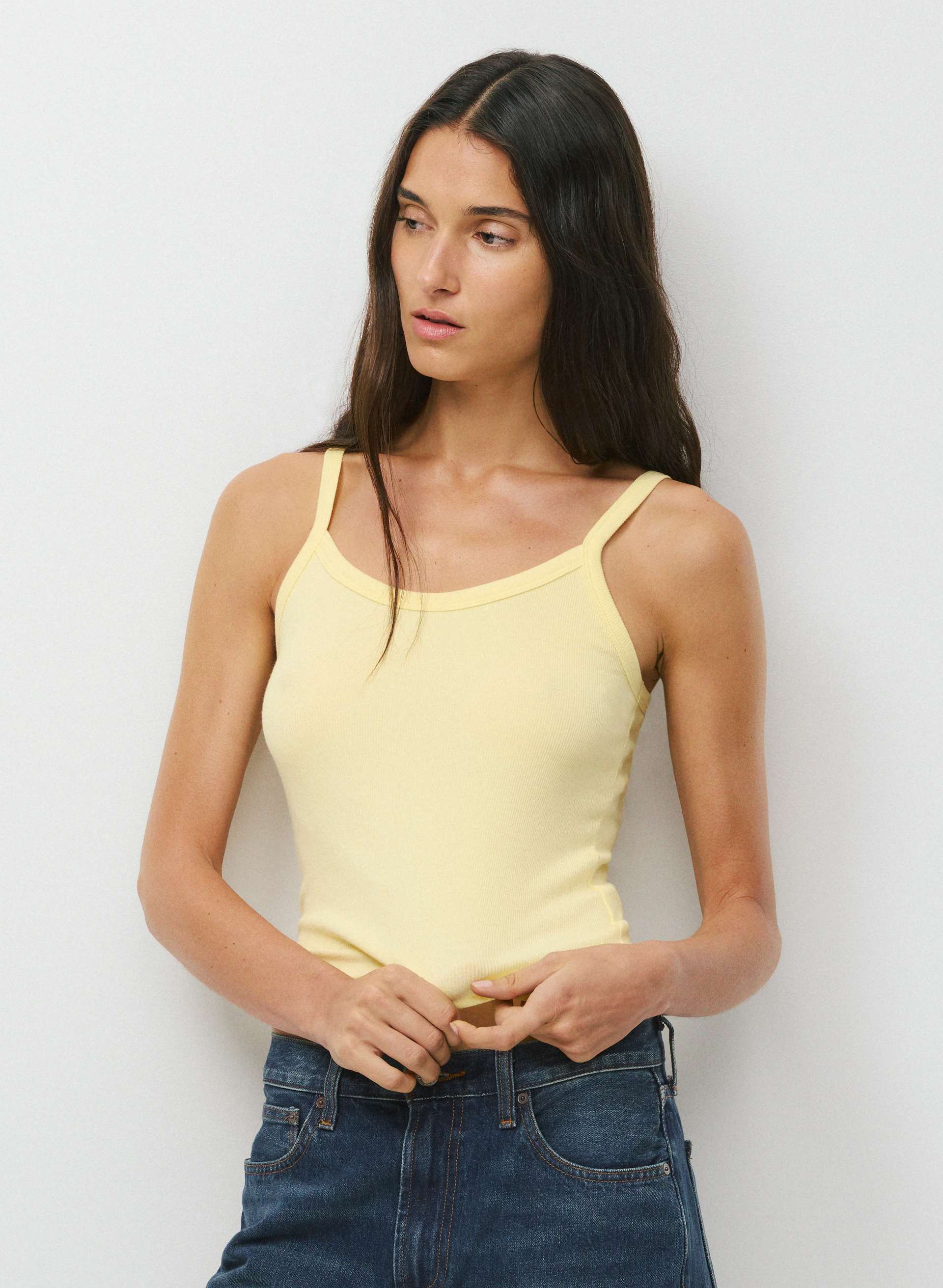 HOMESTRETCH™ RIB SPECTRUM CAMI TANK - Stretchy ribbed cotton scoopneck tank. 