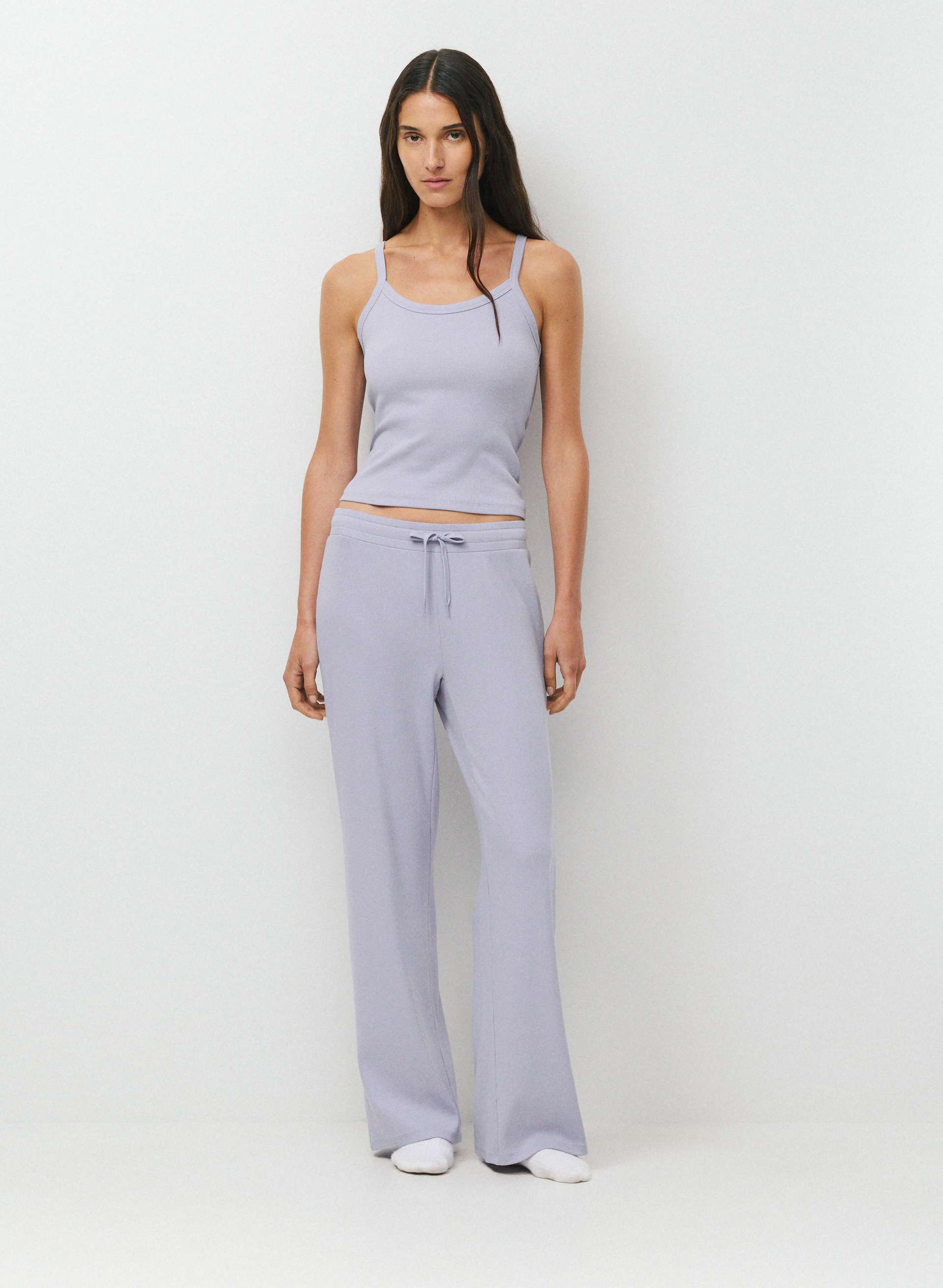 HOMESTRETCH™ RIB SPECTRUM CAMI TANK - Stretchy ribbed cotton scoopneck tank. 