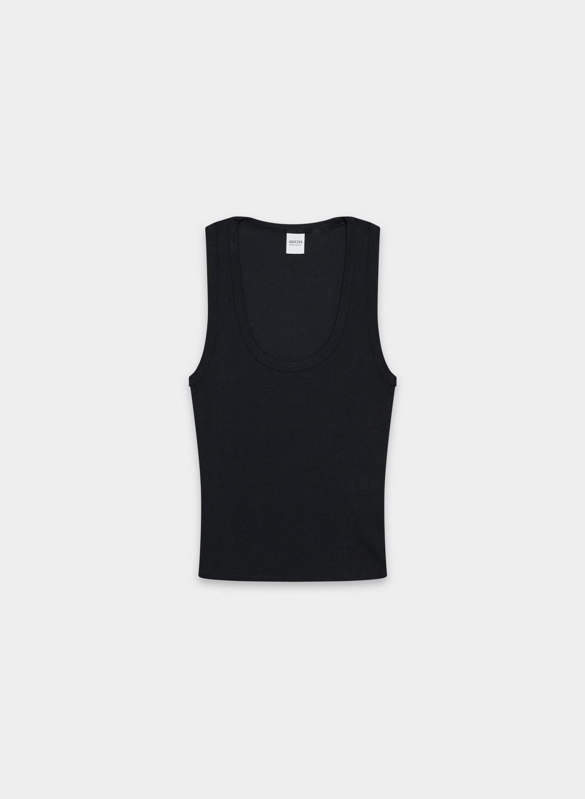 HOMESTRETCH™ RIB VINYL TANK - Stretchy ribbed cotton scoopneck tank. 