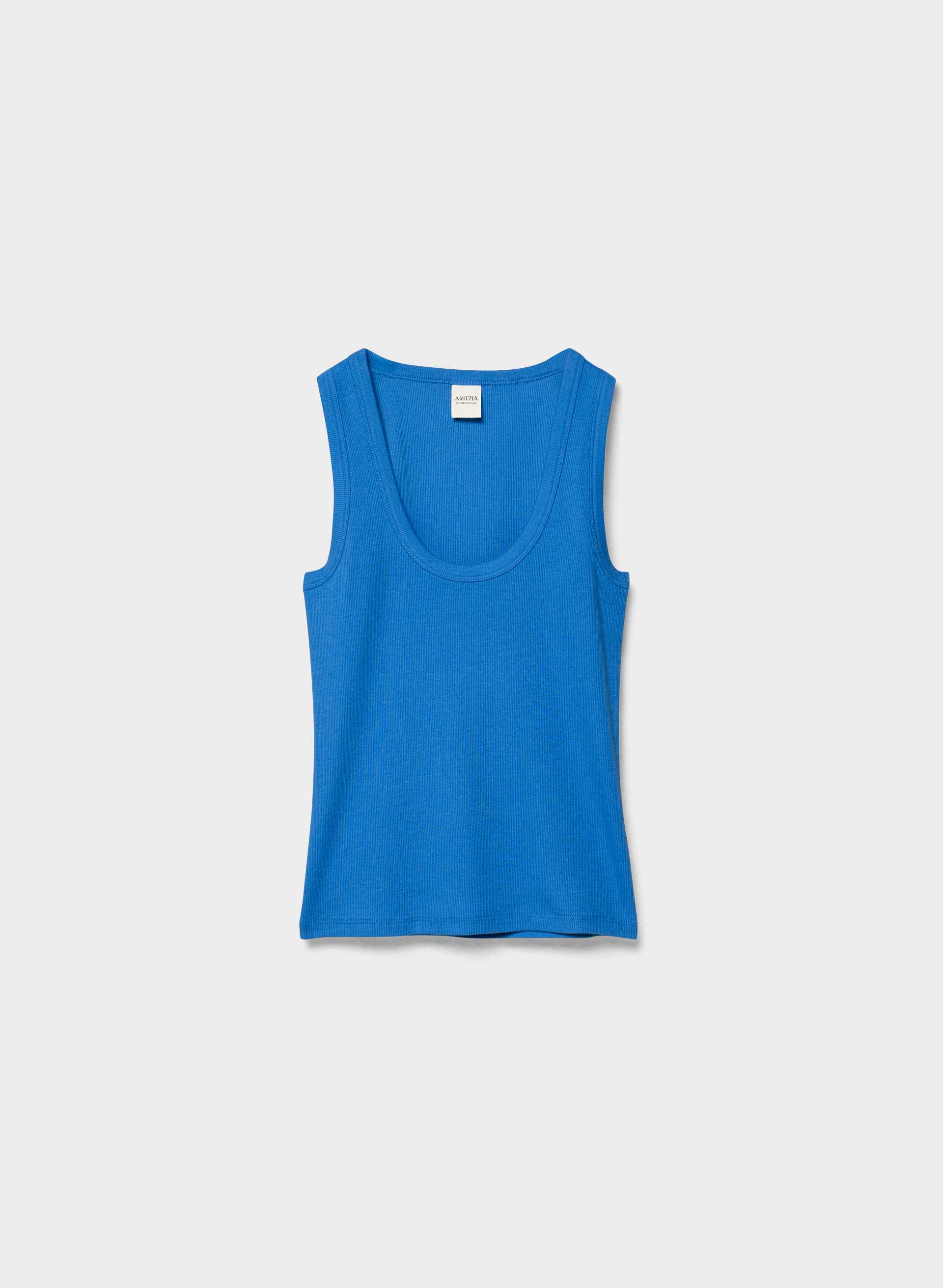 HOMESTRETCH™ RIB VINYL TANK - Stretchy ribbed cotton scoopneck tank. 