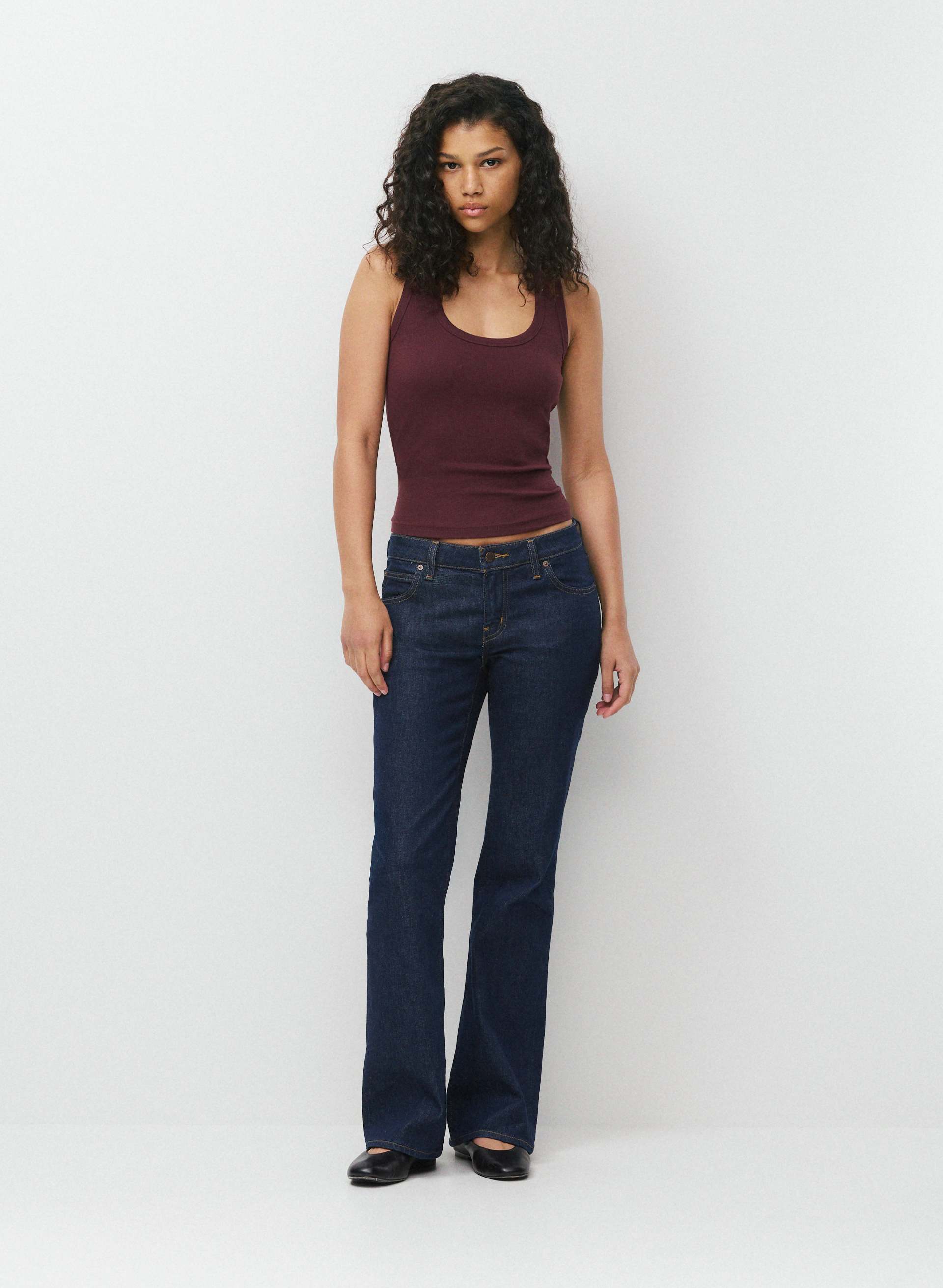 HOMESTRETCH™ RIB VINYL TANK - Stretchy ribbed cotton scoopneck tank. 