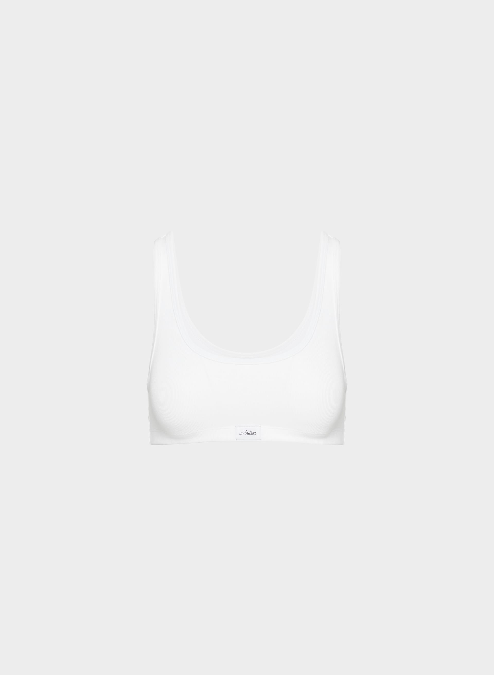 HOMESTRETCH™ RIB CAREFREE BRA TOP - Stretchy ribbed cotton scoopneck bra top. 