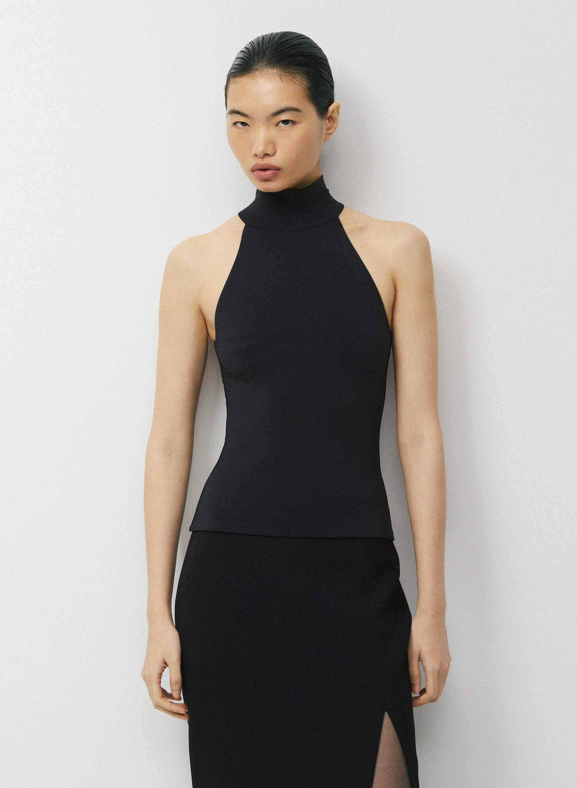 ORIGINAL CONTOUR LICHESSE HALTER TOP - Double-layer turtleneck halter top a second-skin feel.. 