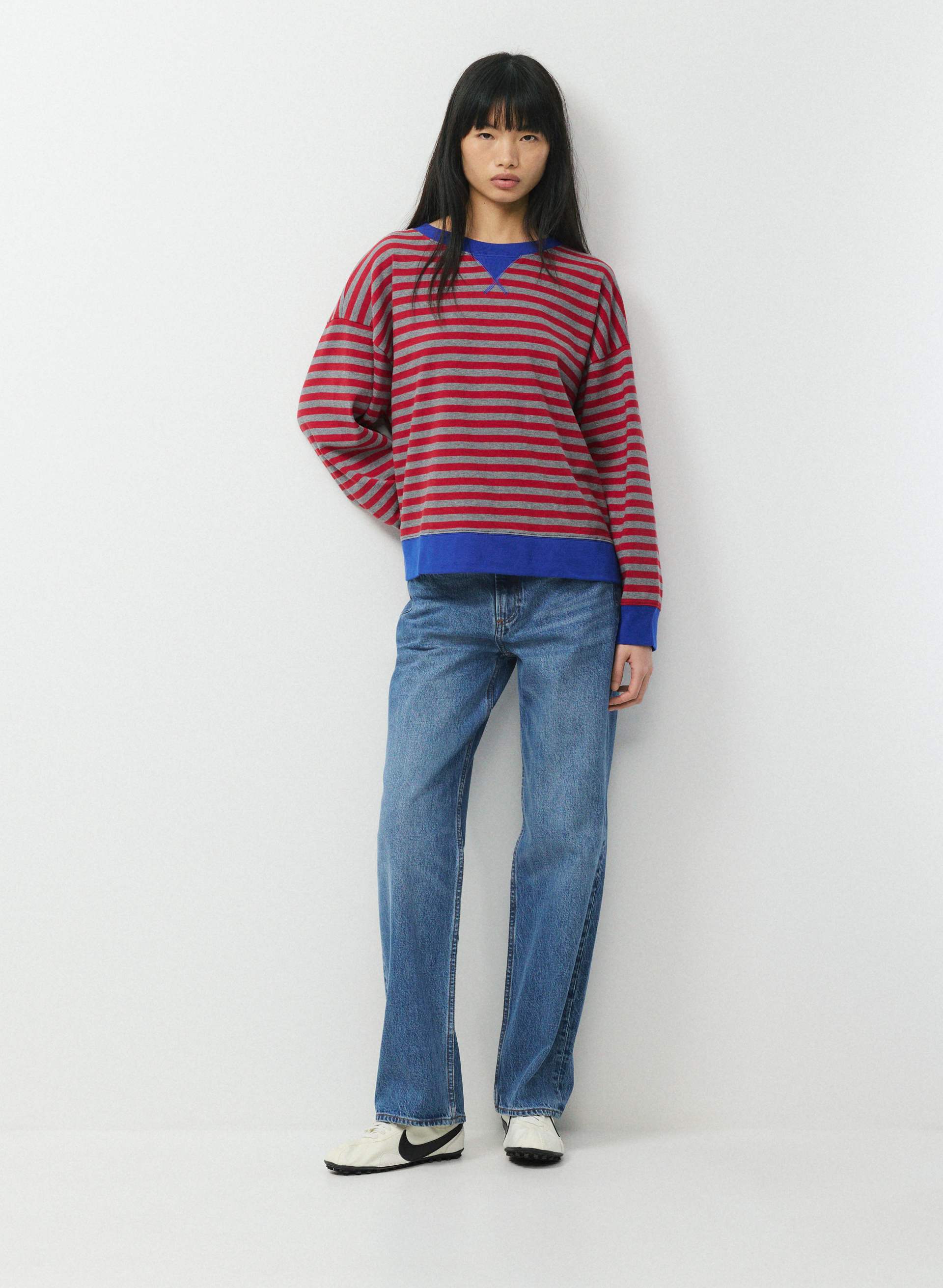 MIGHTY COTTON™ WICKET LONGSLEEVE - Oversized striped 100% cotton crewneck longsleeve. 