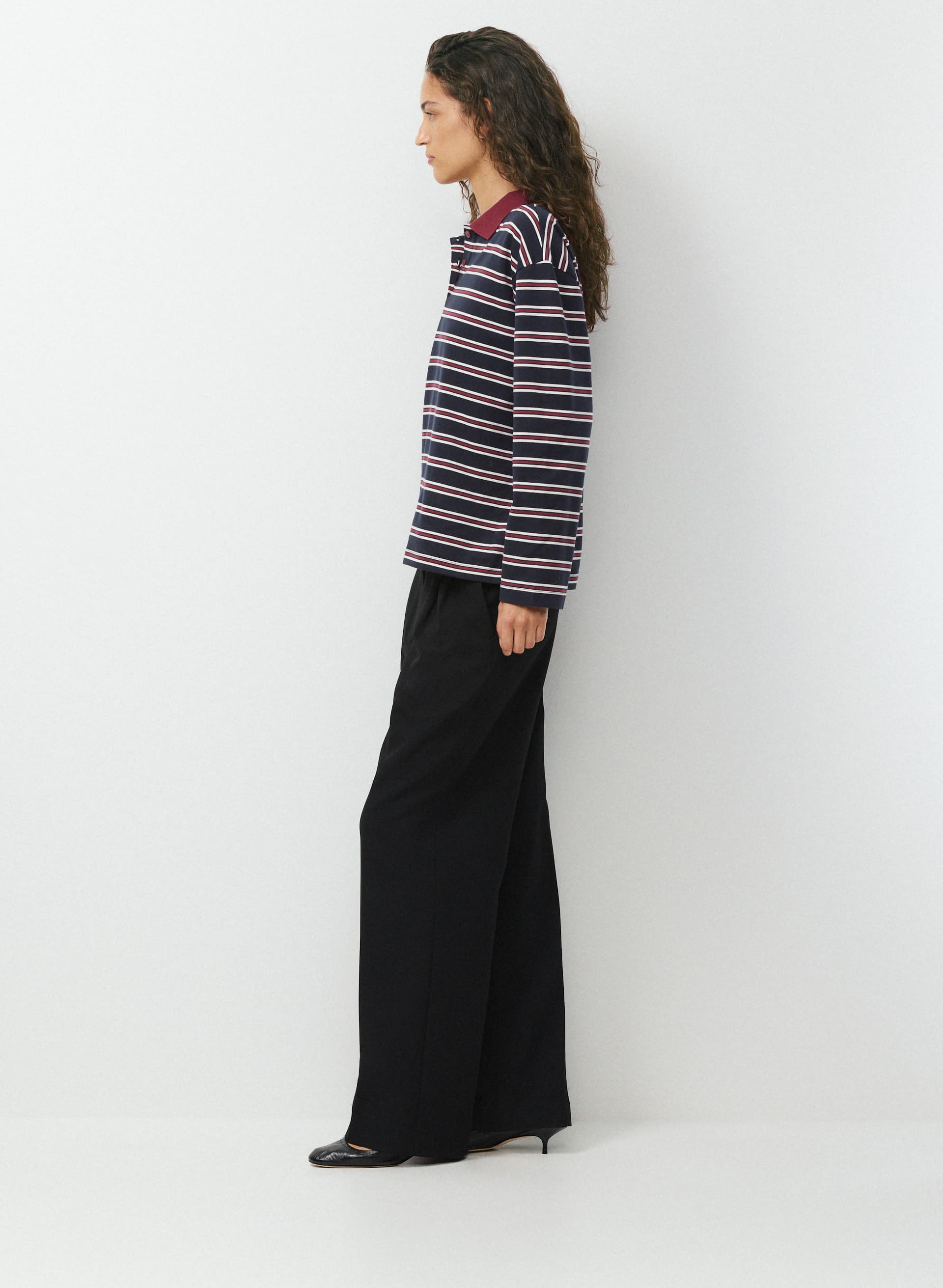 INTERLOCK COTTON ETON LONGSLEEVE | Aritzia