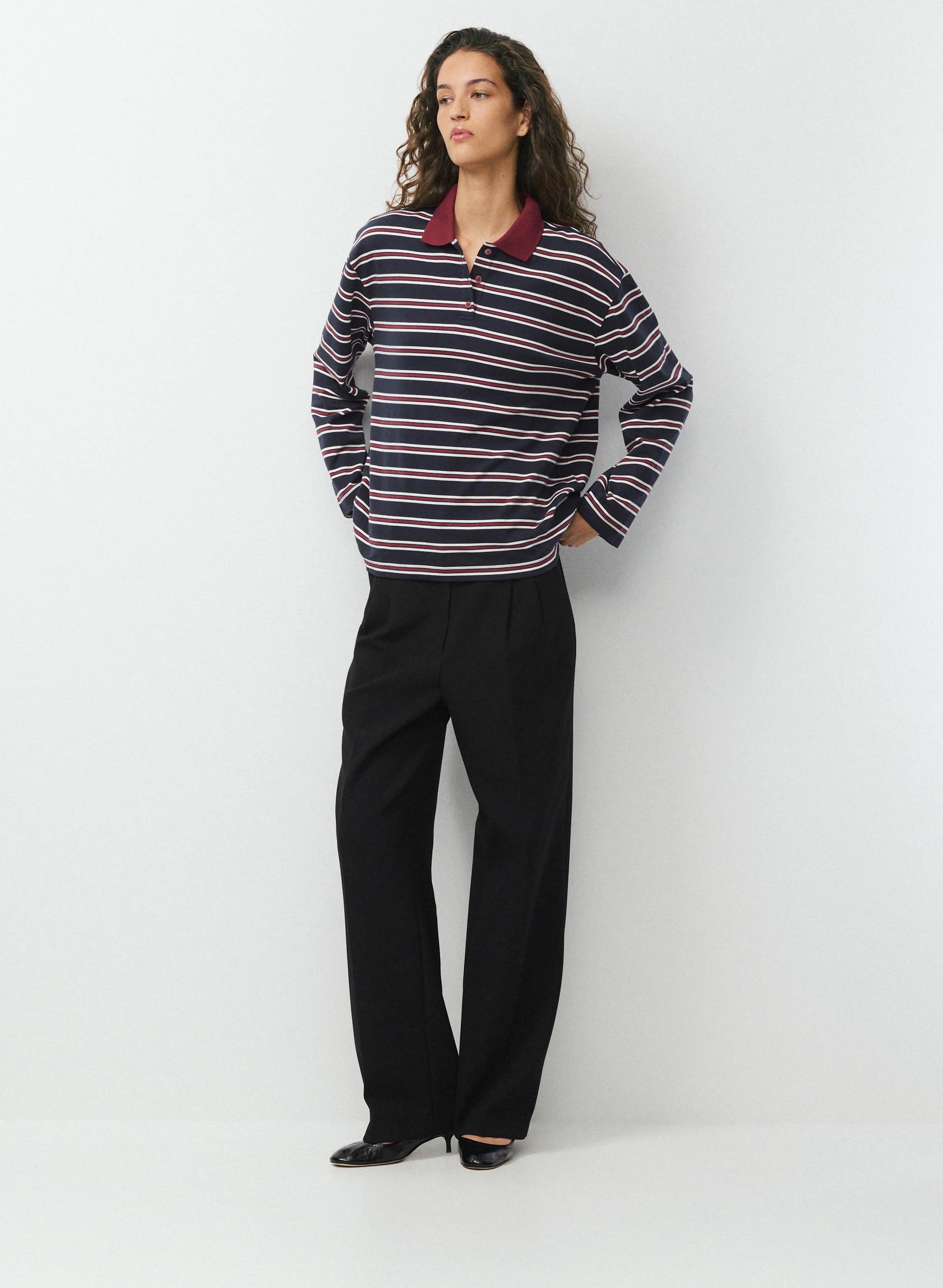 INTERLOCK COTTON ETON LONGSLEEVE | Aritzia