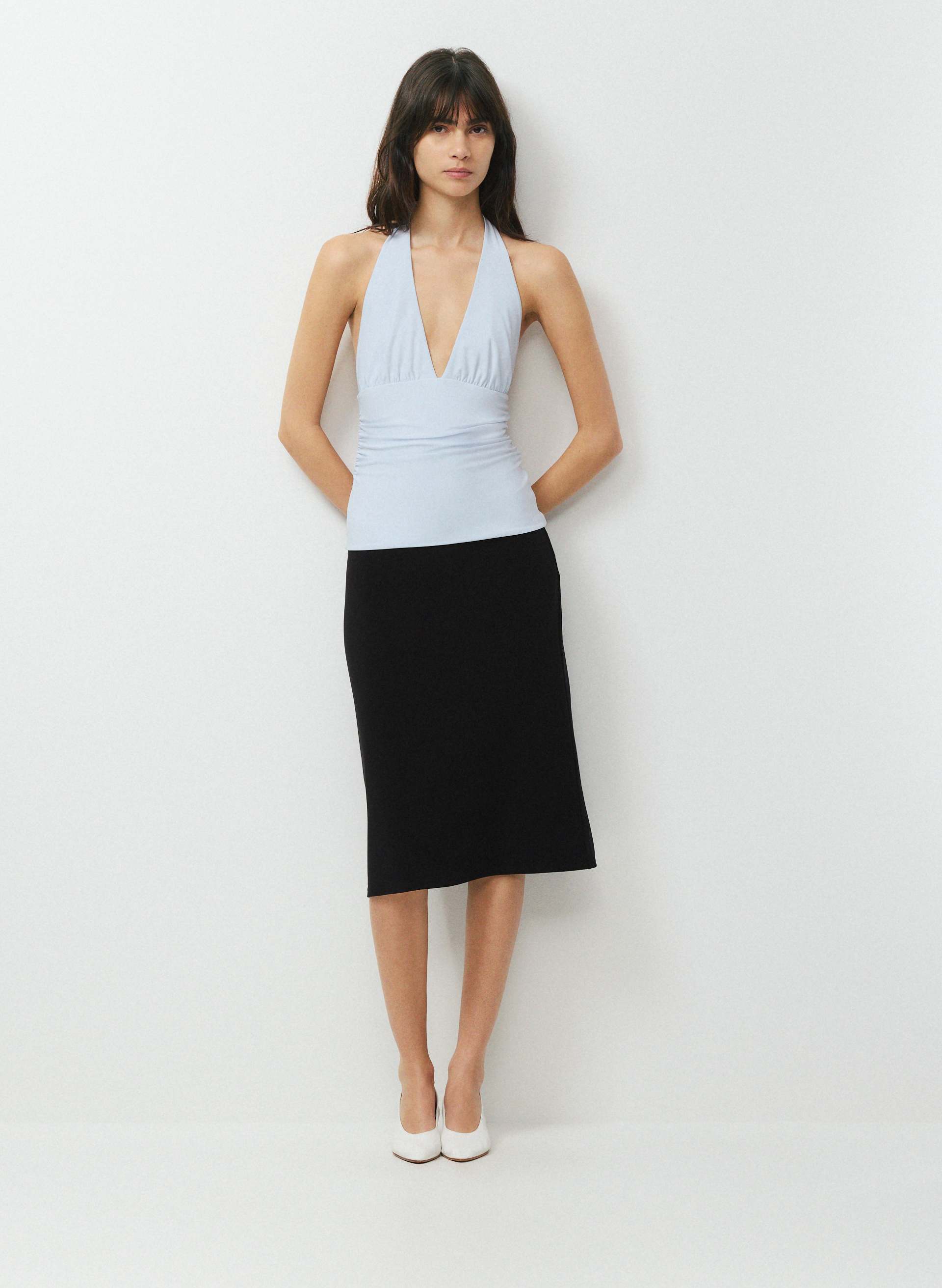 SMOOTH MATTER™ WYLDER HALTER TOP - Lined, opaque drapey halter top. 