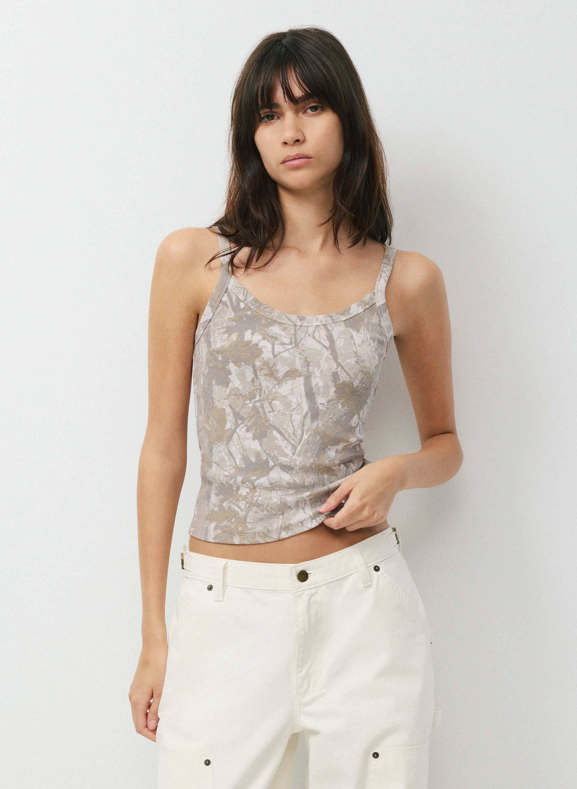 HOMESTRETCH™ RIB SPECTRUM CAMI TANK - Stretchy ribbed cotton scoopneck tank. 