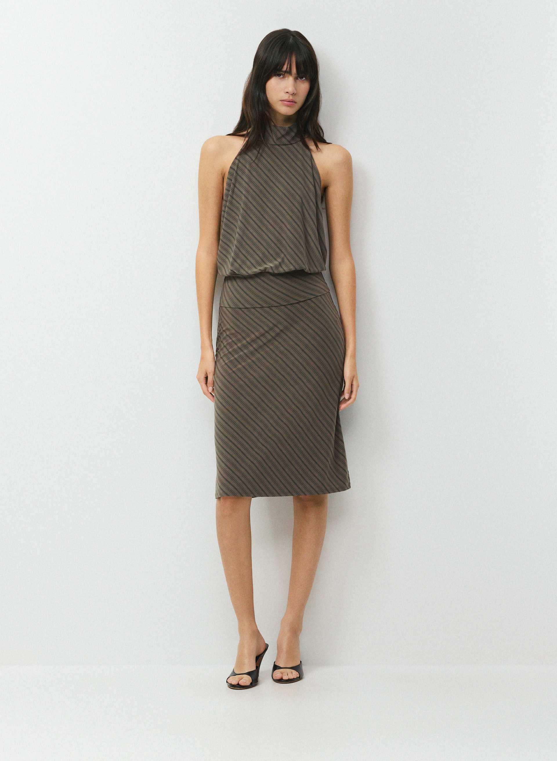 SMOOTH MATTER™ MIDNIGHT HALTER TOP - Lined, opaque turtleneck halter top. 