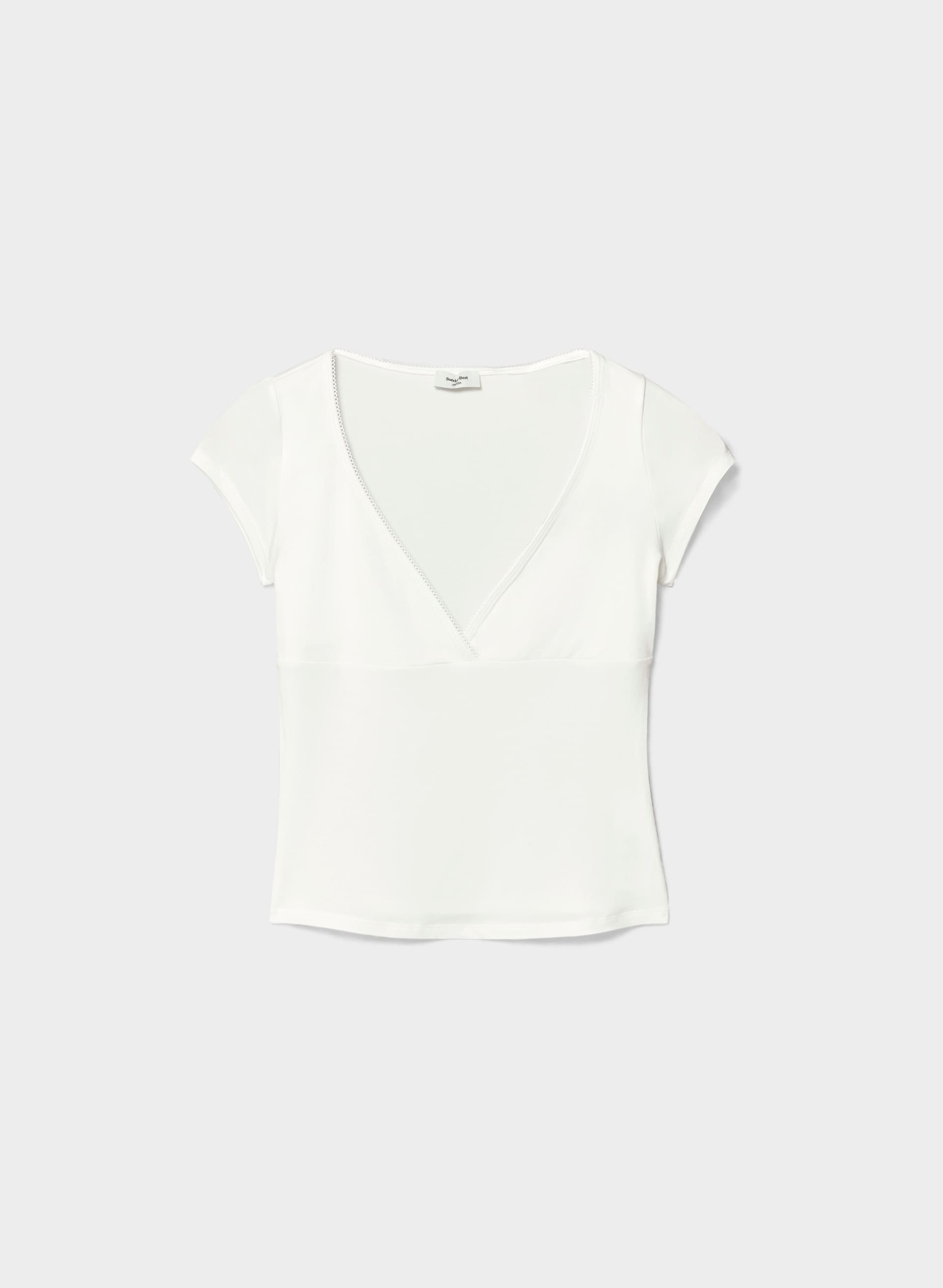 T-SHIRT RINGLET - T-shirt à encolure en V en jersey drapé. 