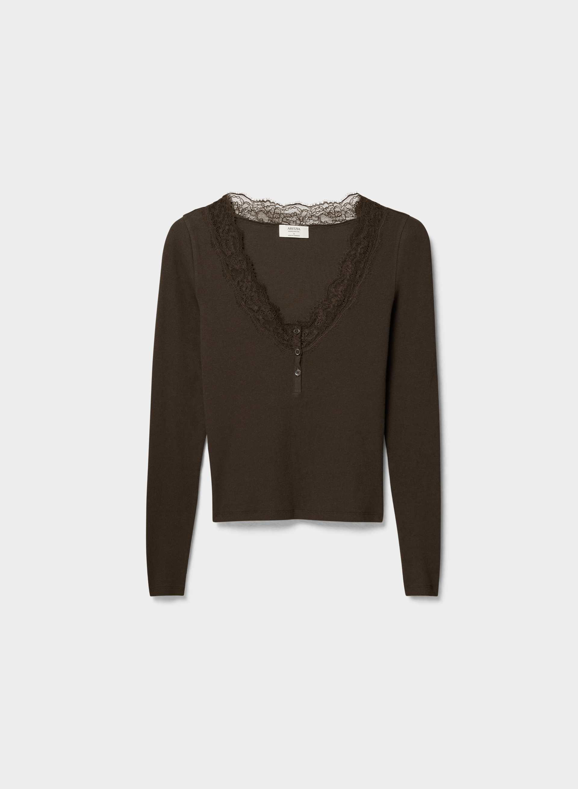 HOMESTRETCH™ RIB ACOUSTIC LACE HENLEY | Aritzia