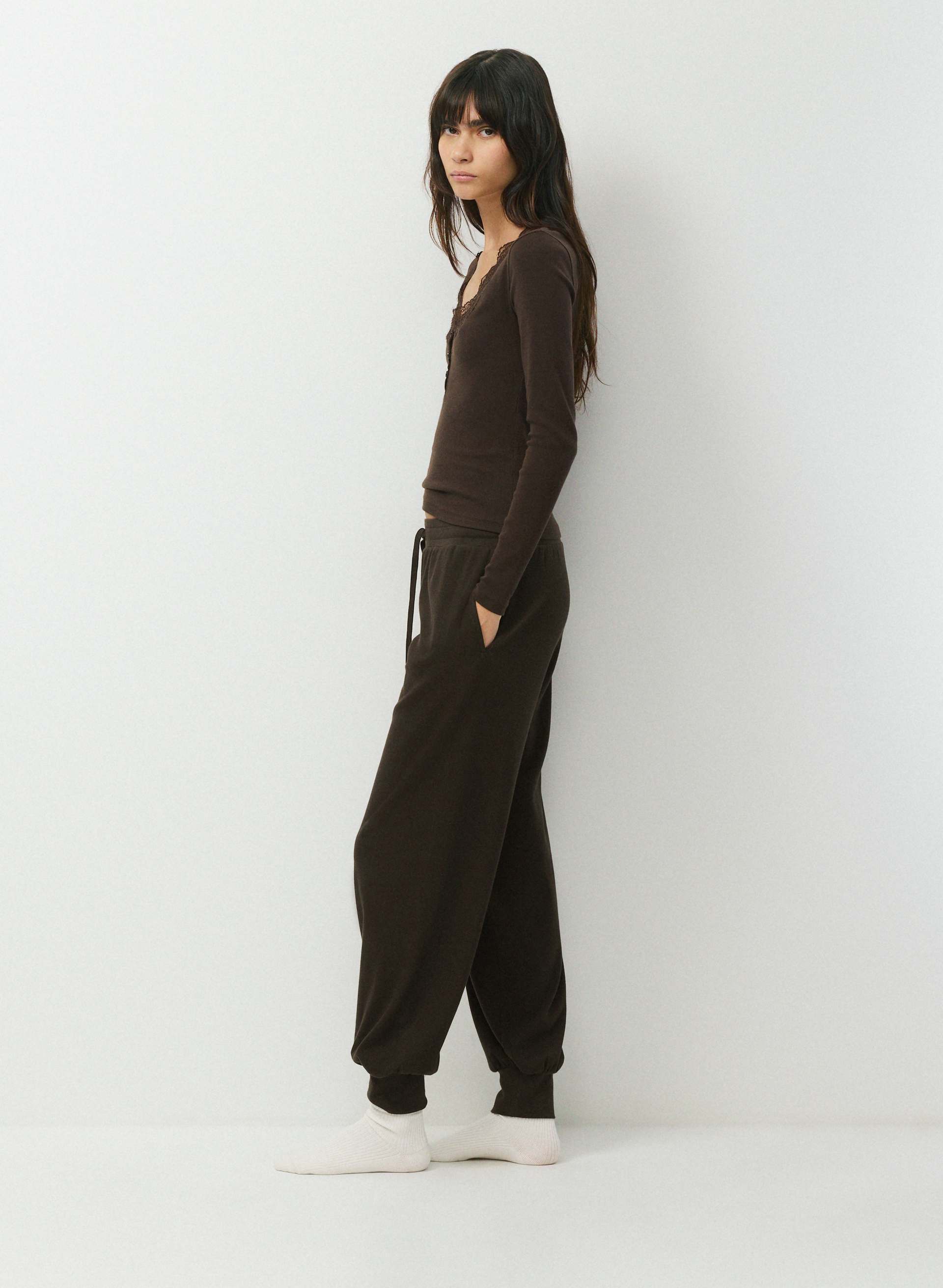 HOMESTRETCH™ RIB ACOUSTIC LACE HENLEY | Aritzia
