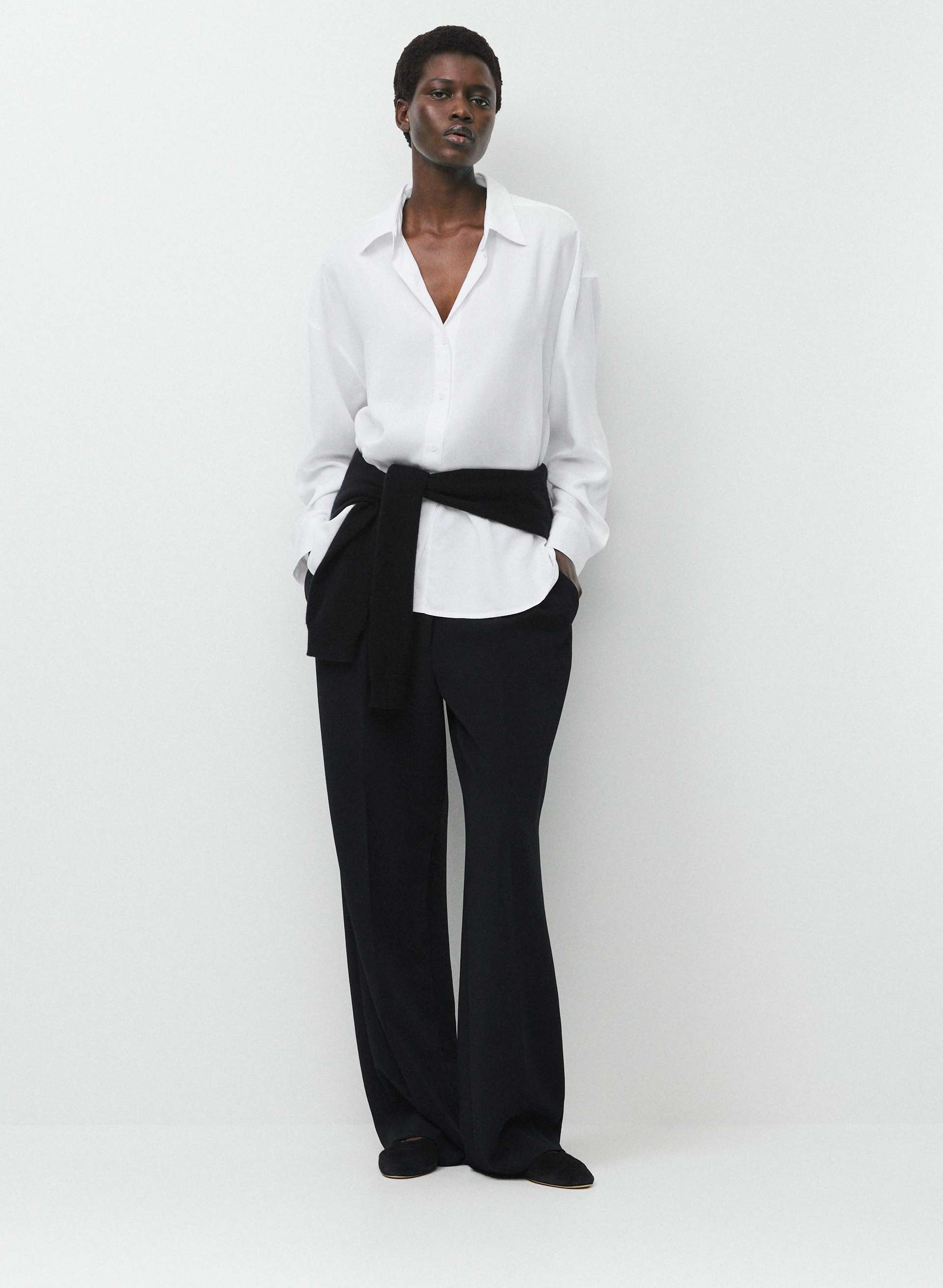 formal dress for women white shirt and black pants Archive multi-print