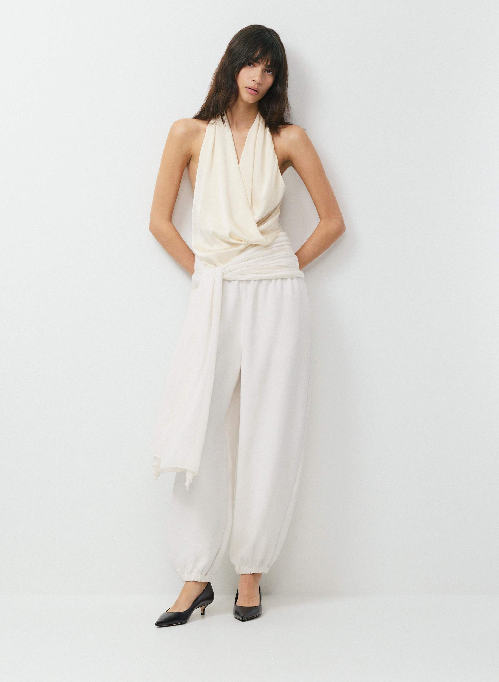 MARTINI SATIN HALTER TOP - Drapey Japanese satin halter top. 