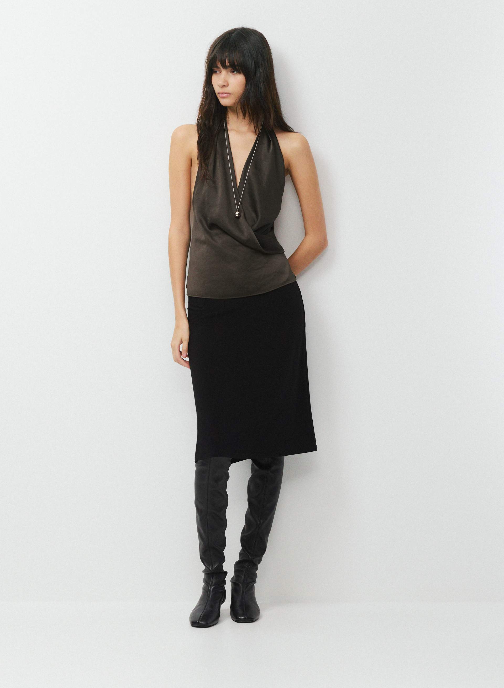 MARTINI SATIN HALTER TOP | Aritzia