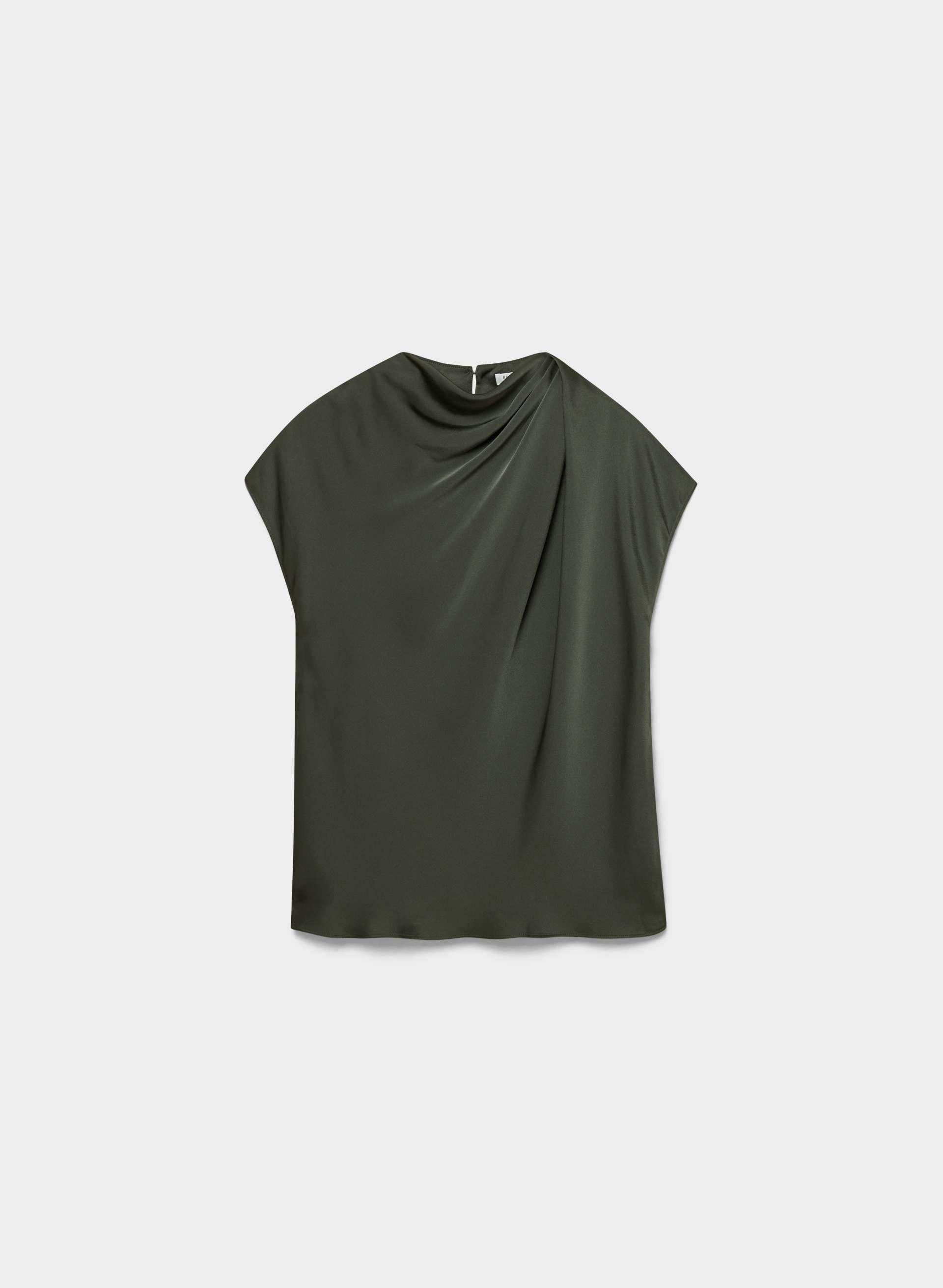 NOMINEE SATIN BLOUSE - Japanese double satin mockneck twist blouse. 
