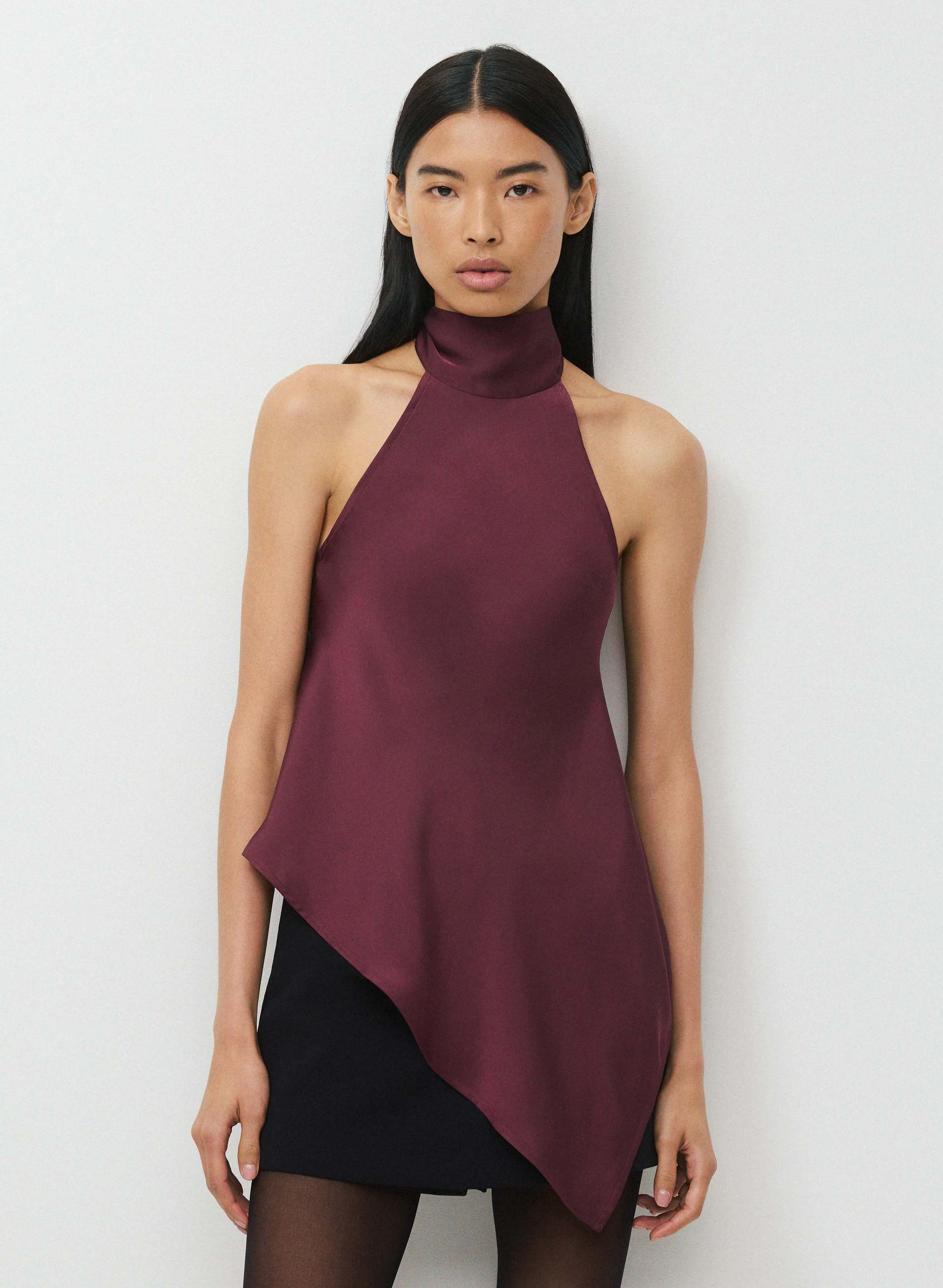 REVEL SATIN HALTER TOP | Aritzia