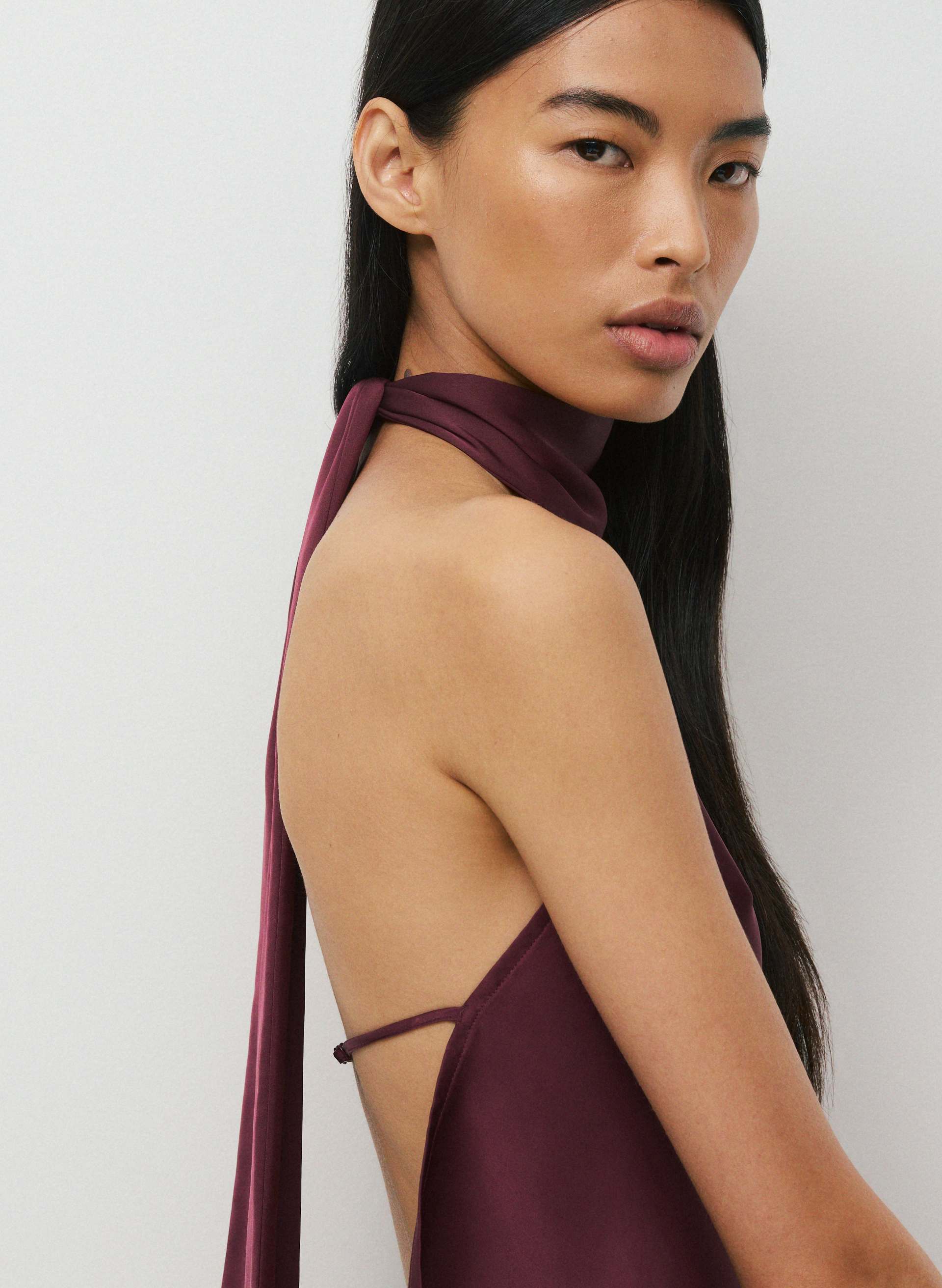 REVEL SATIN HALTER TOP | Aritzia