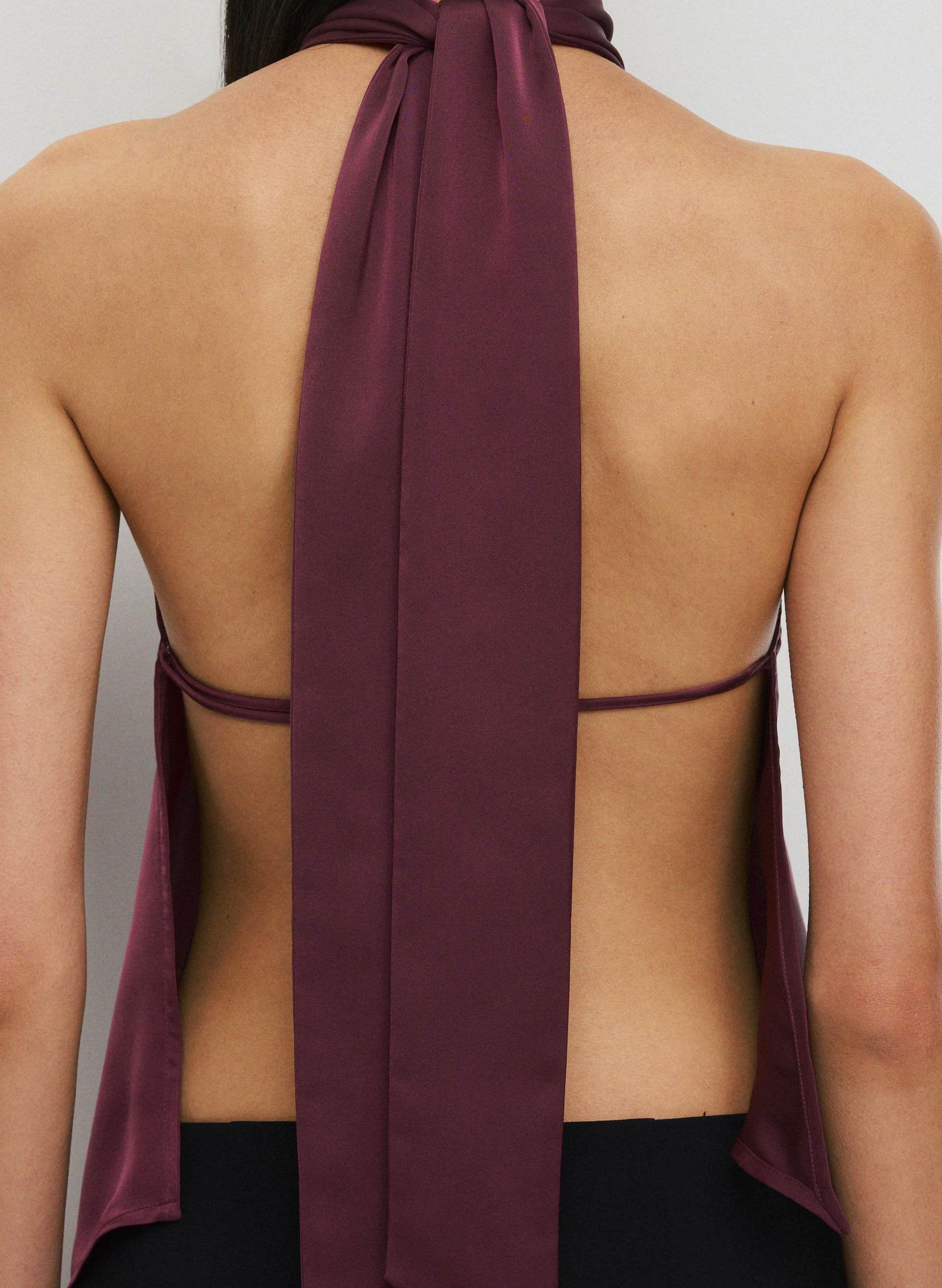 REVEL SATIN HALTER TOP | Aritzia