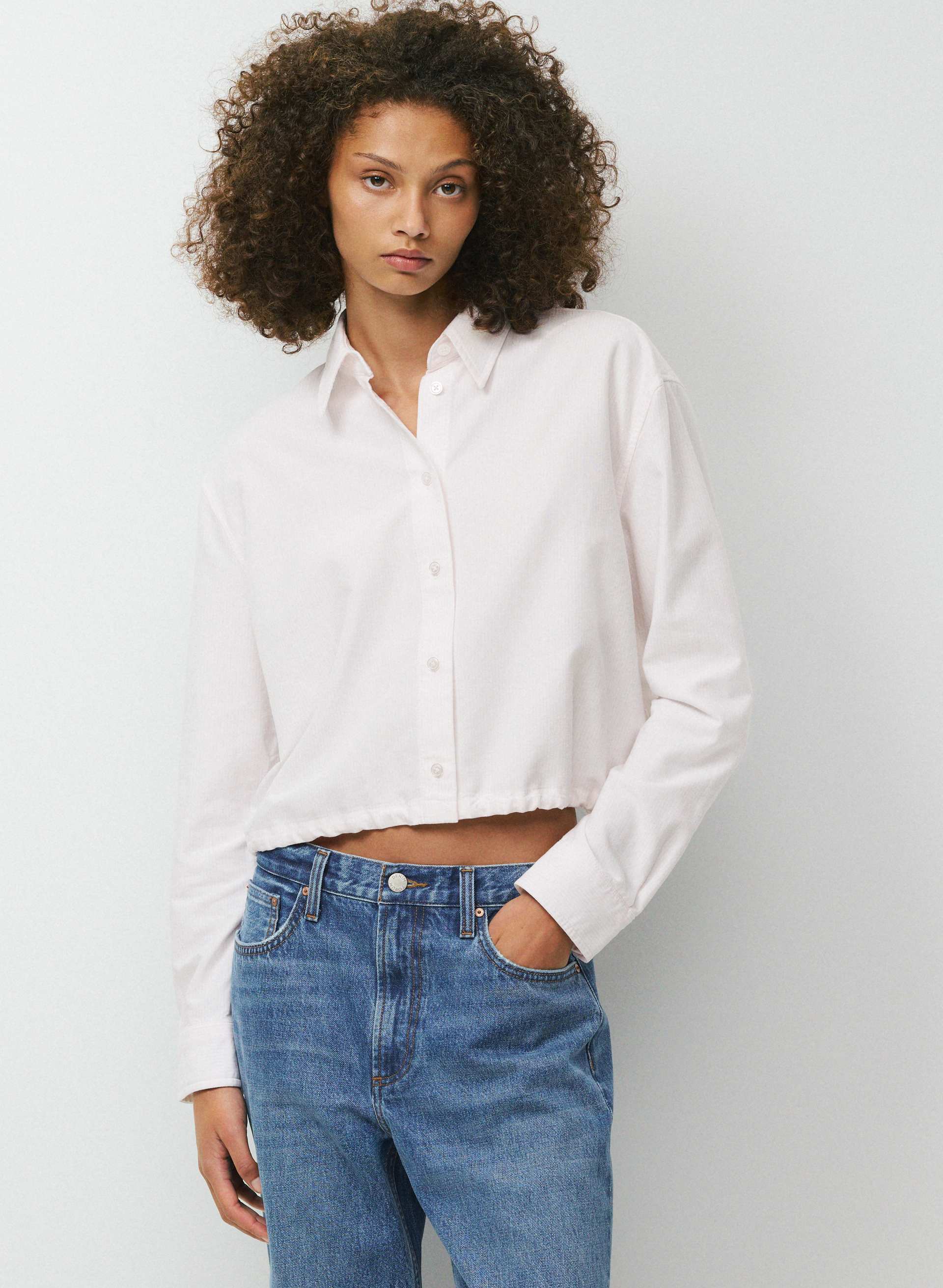 NOVELLA OXFORD SHIRT - Relaxed cotton poplin oxford shirt with drawcord hem. 