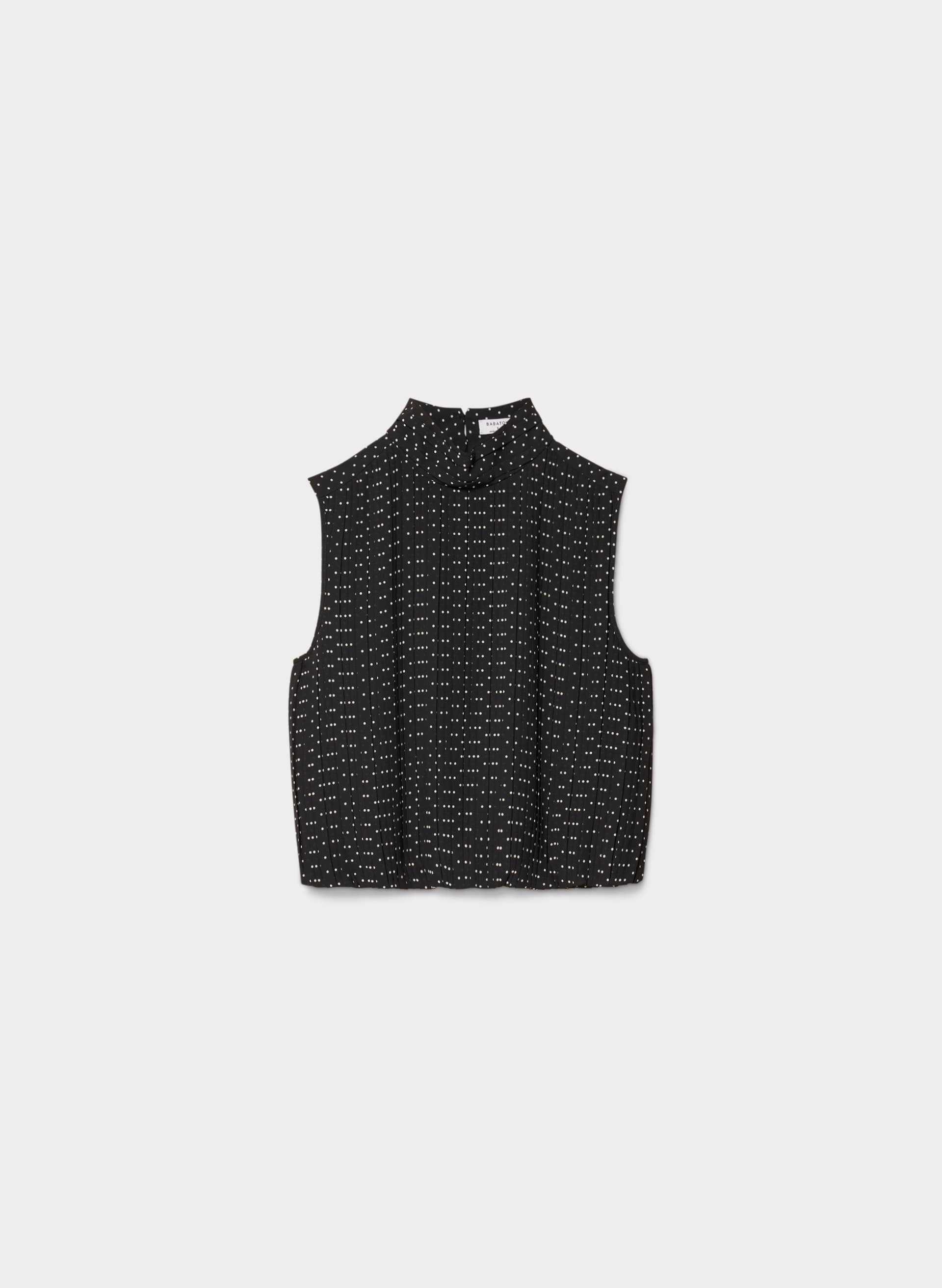 EZRA TOP - Ruched chiffon mockneck top. 