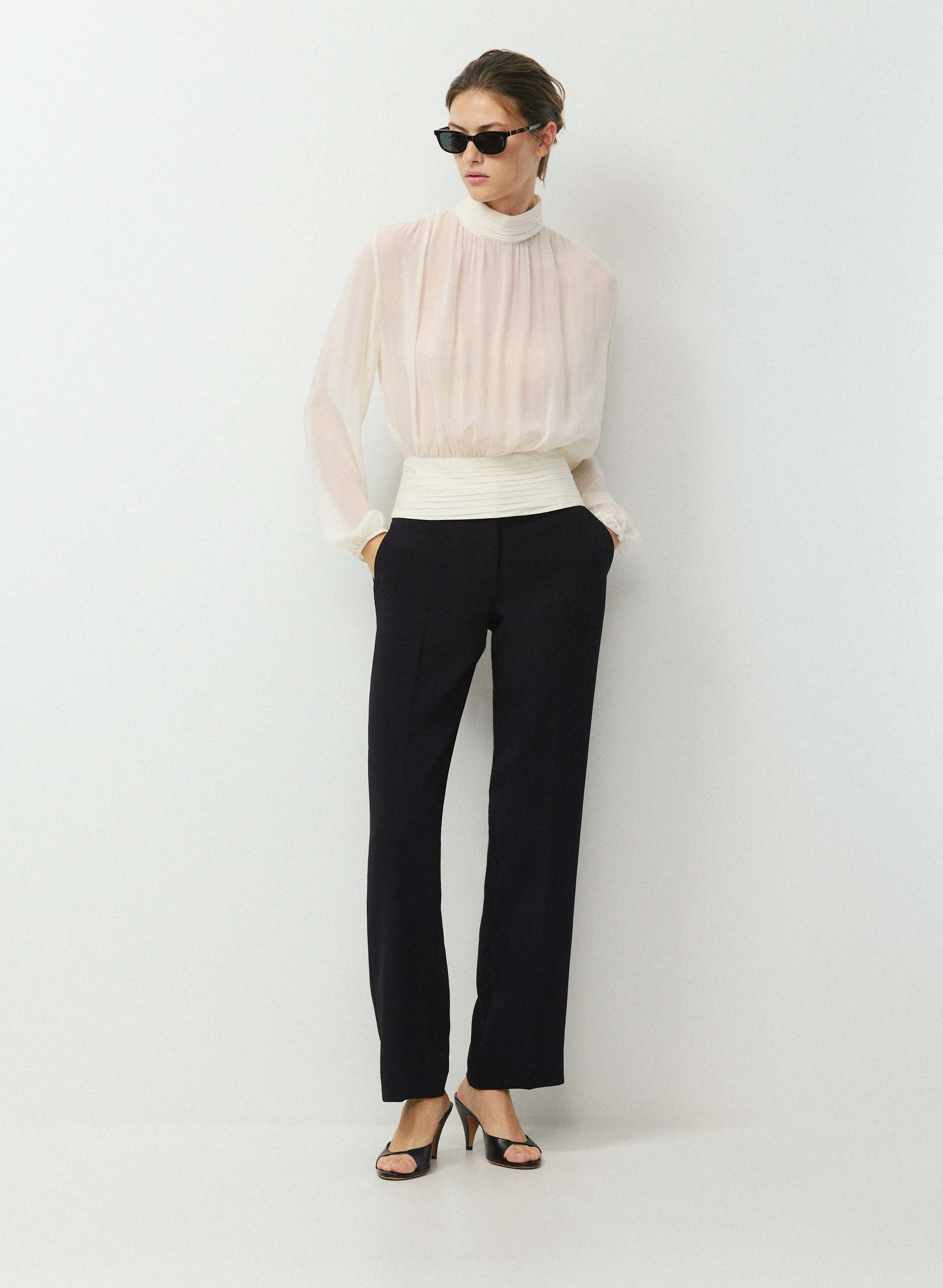 HAUT REFLECT EN SOIE - 100% silk mockneck longsleeve top. 