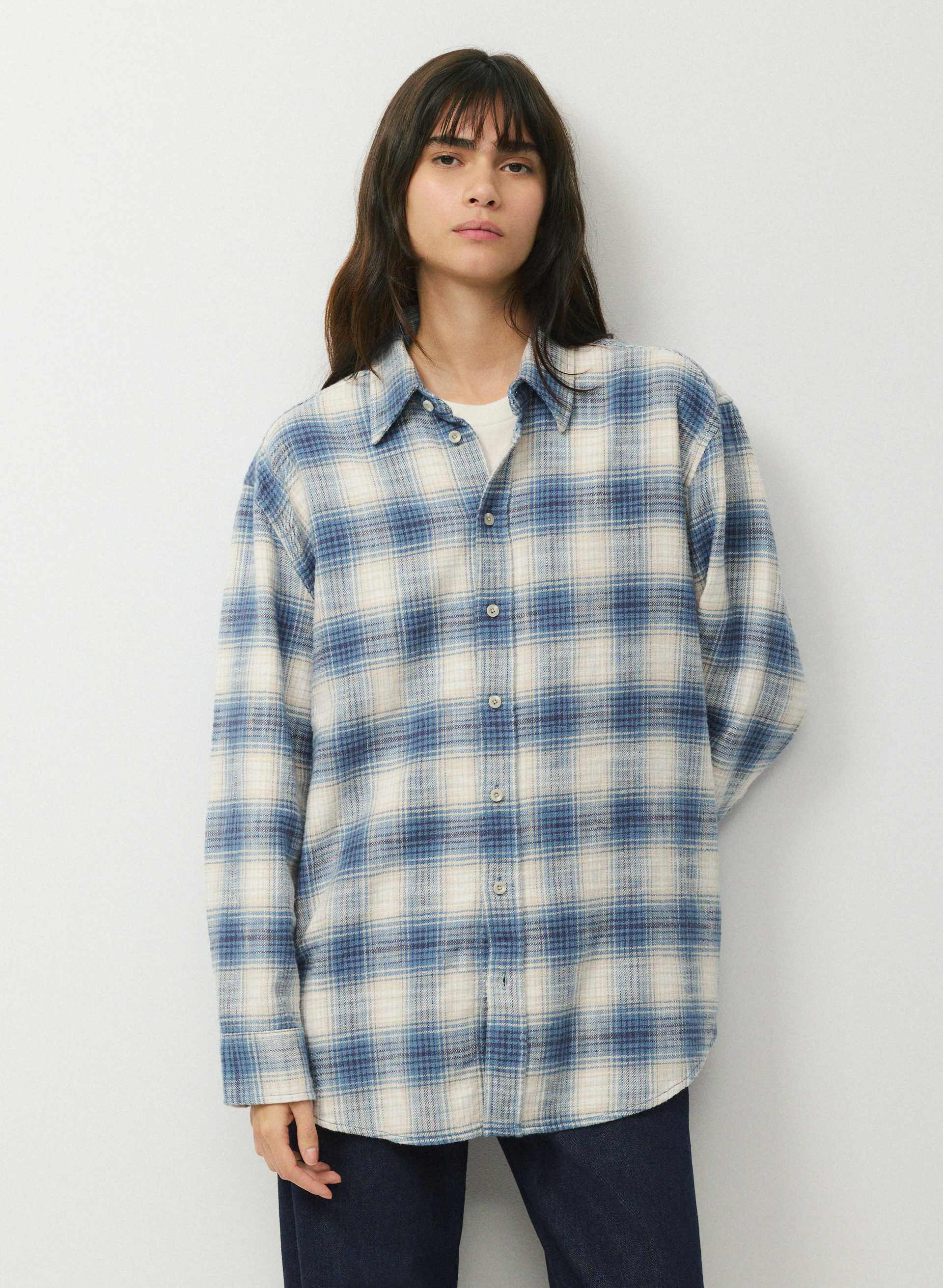 HUNTER SHIRT - Oversized 100% cotton flannel button-up shirt. 
