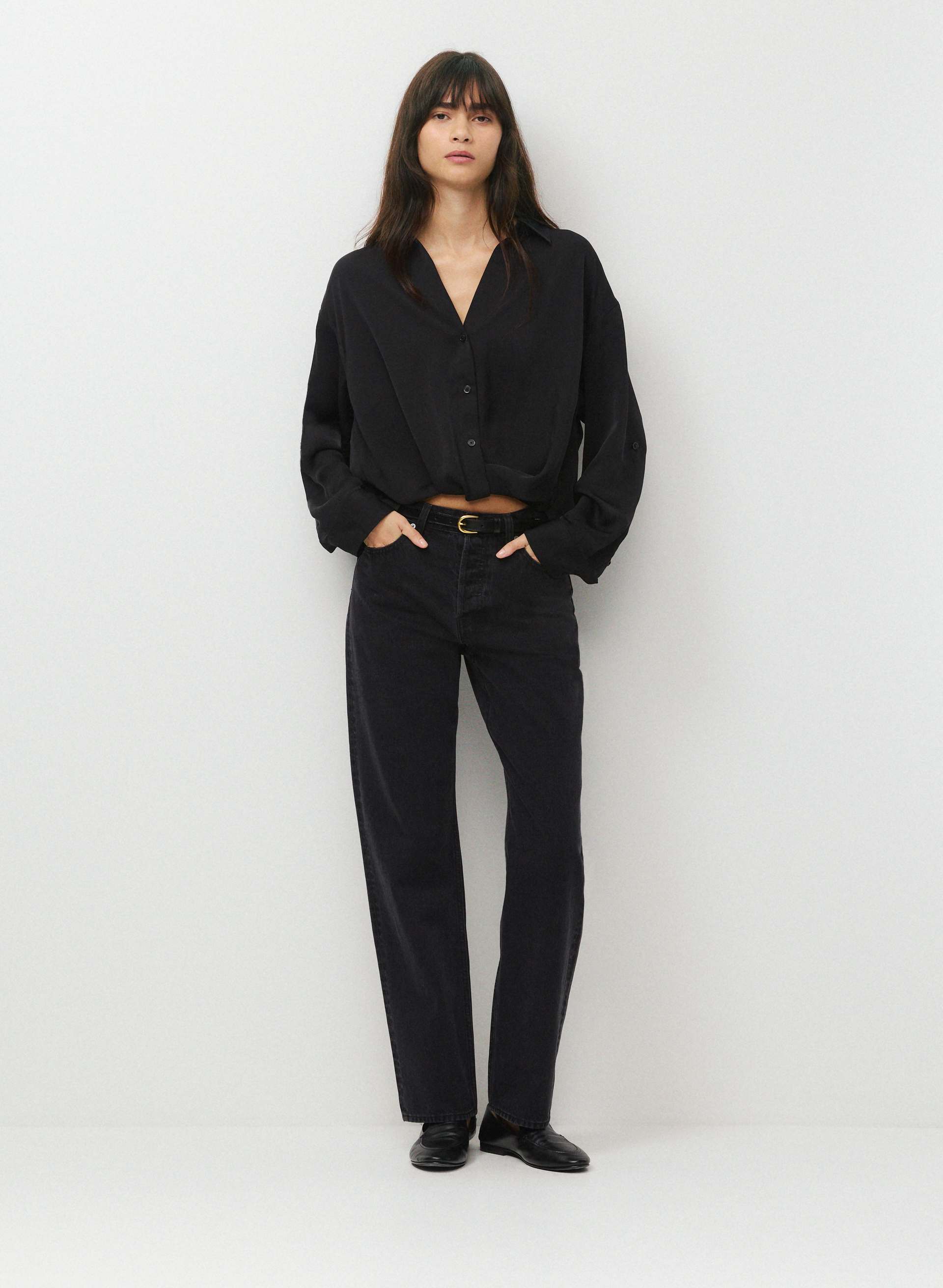 PORTOFINO SATIN SHIRT - Relaxed drapey Japanese satin button-up shirt. 