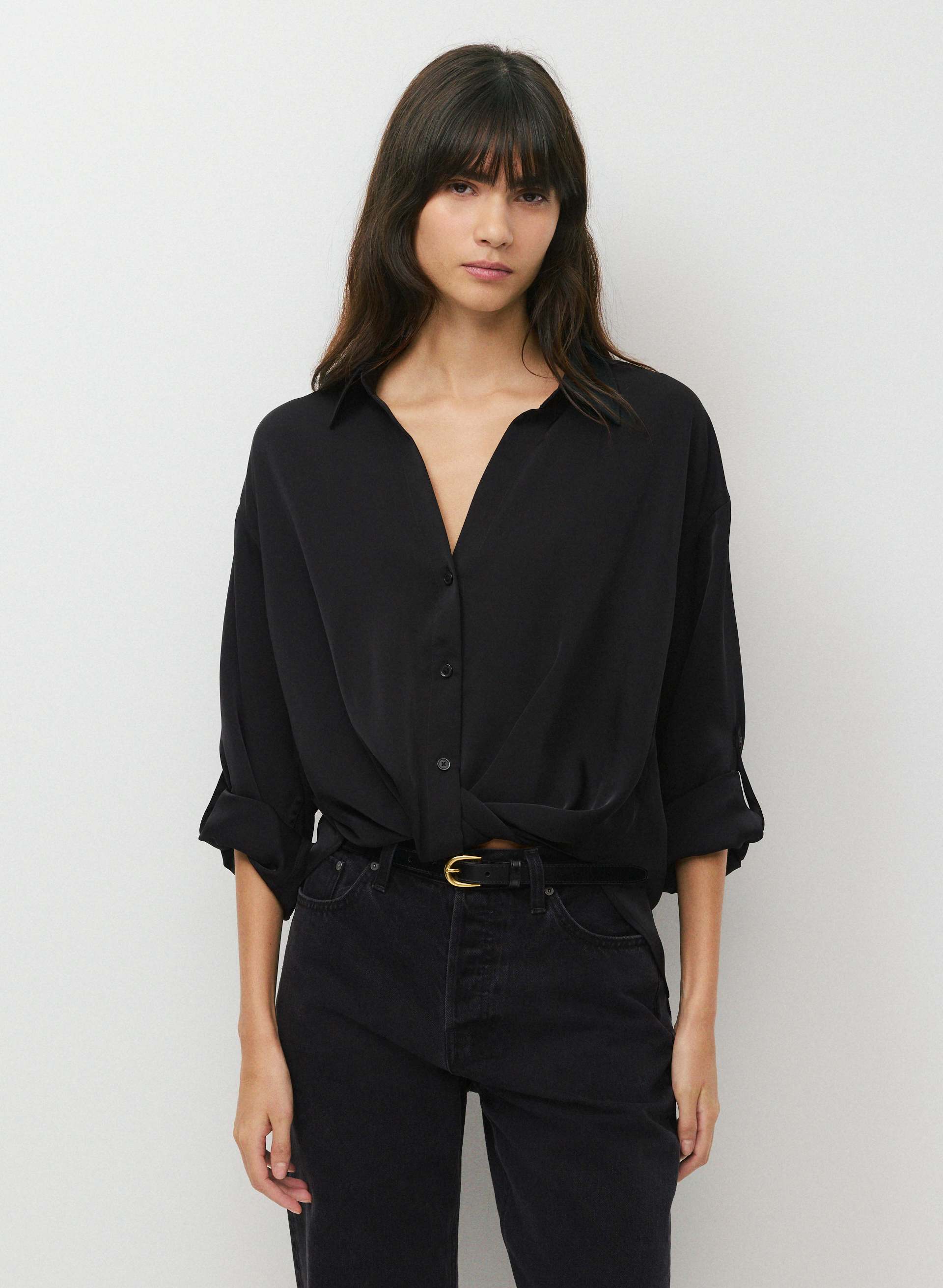 PORTOFINO SATIN SHIRT - Relaxed drapey Japanese satin button-up shirt. 