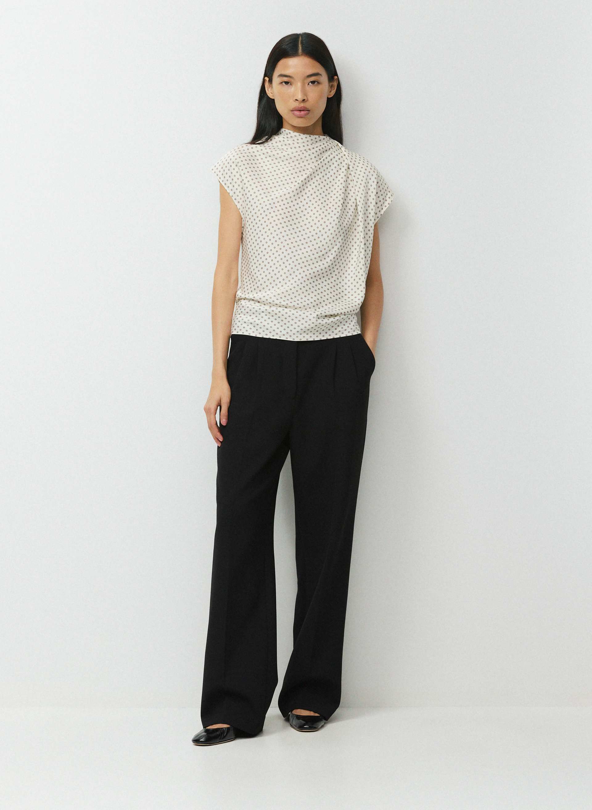 REFINE SHINE™ NOMINEE BLOUSE - Japanese double satin mockneck twist blouse. 