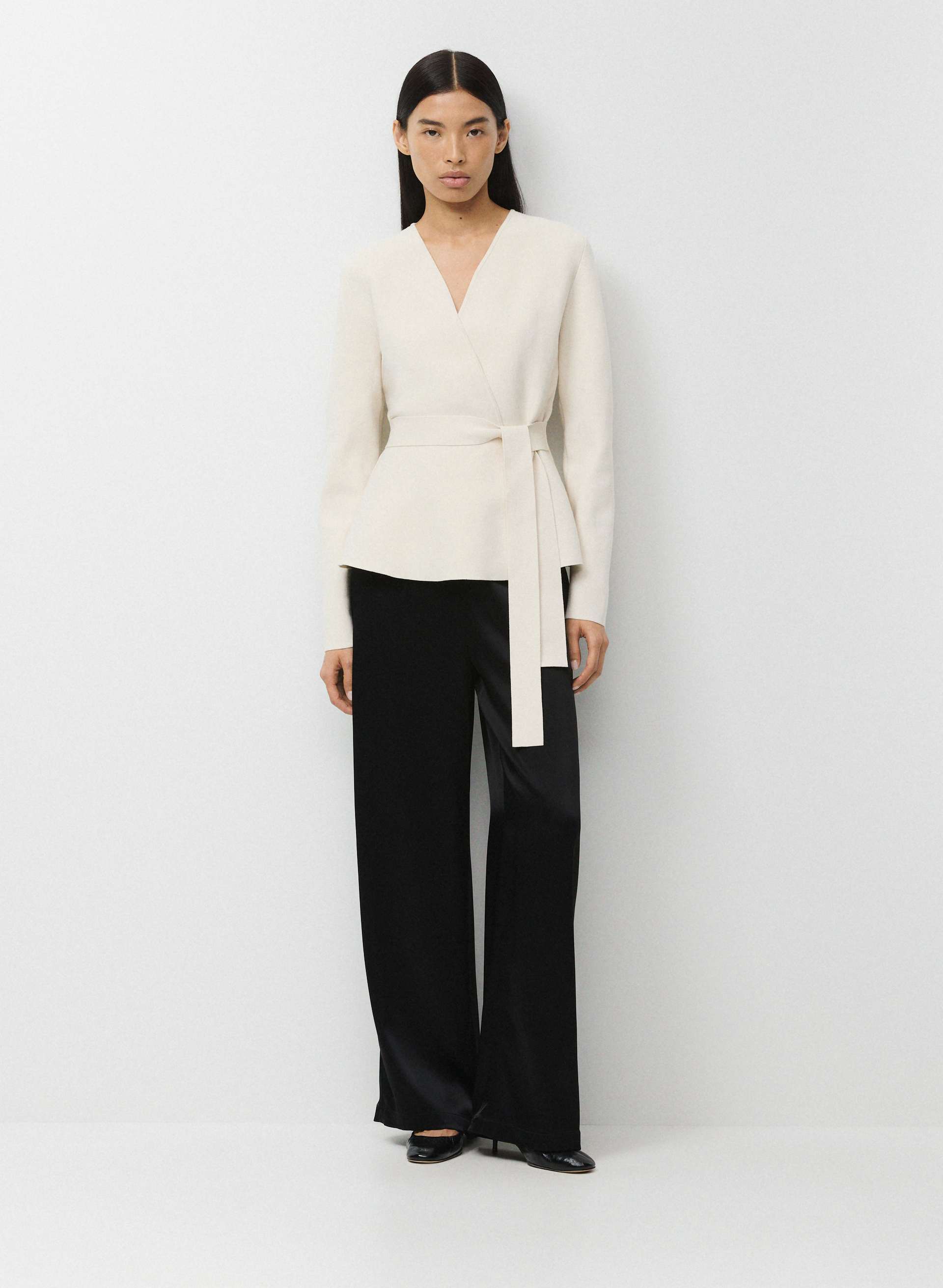 COMMURO CARDIGAN - WONDER YARN - Knit belted wrap cardigan. 
