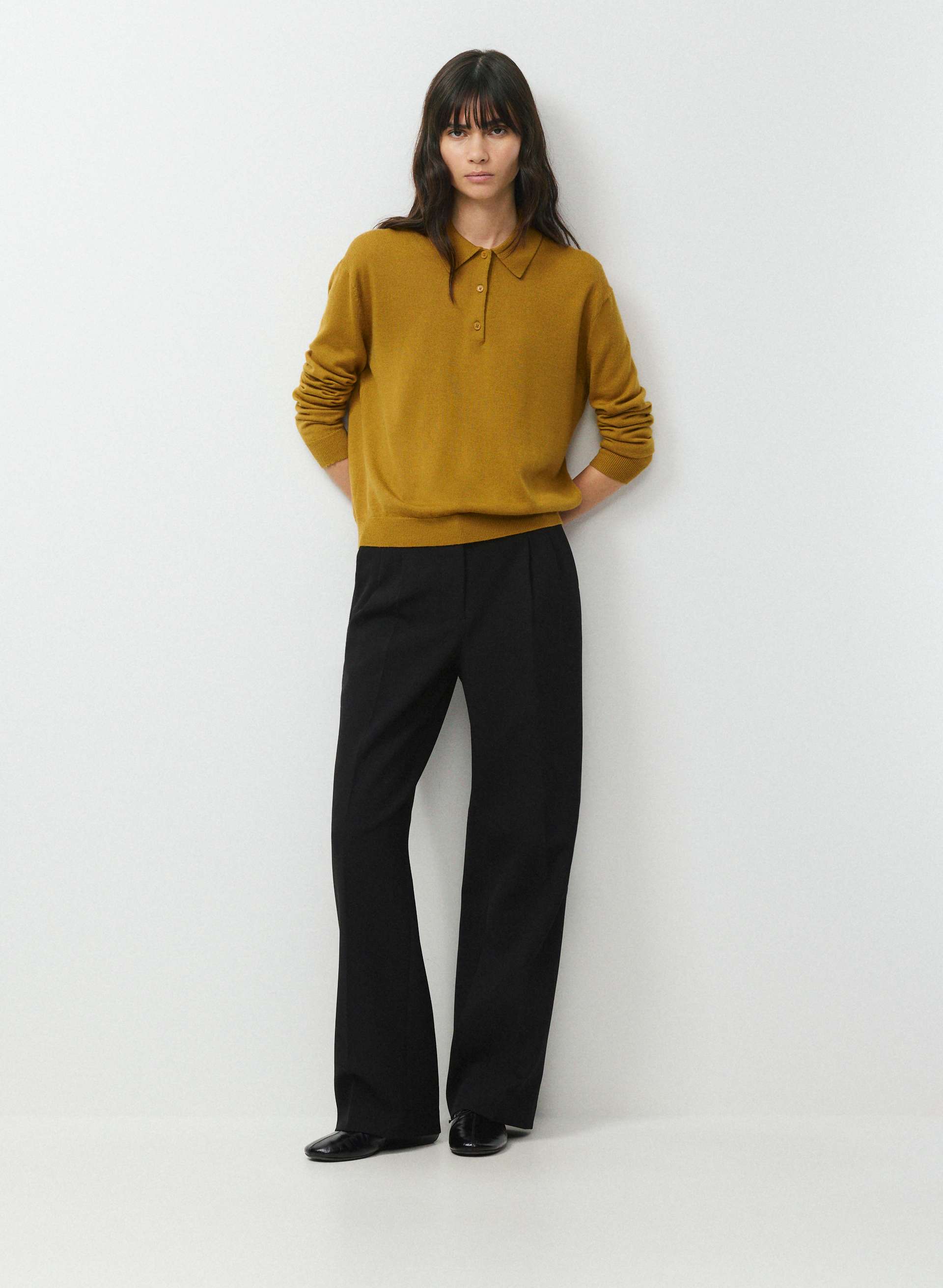 BARE MERINO WOOL LINNET POLO SWEATER | Aritzia