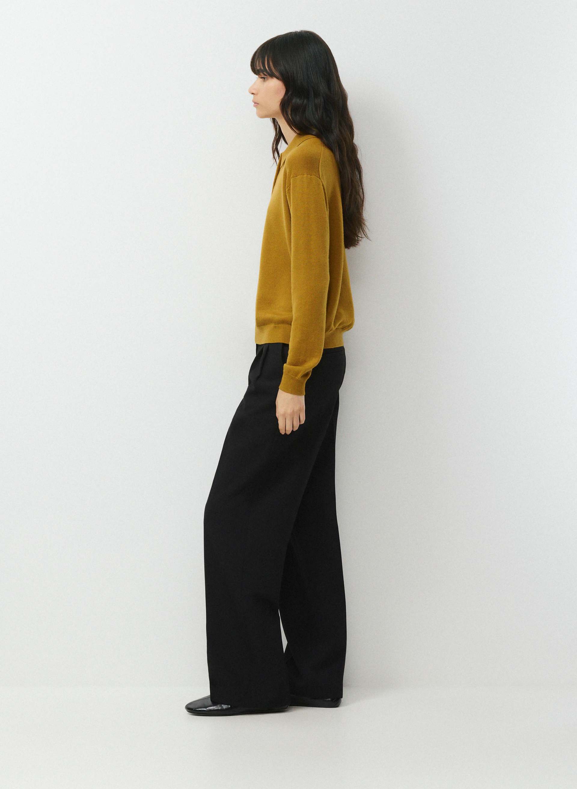 BARE MERINO WOOL LINNET POLO SWEATER | Aritzia
